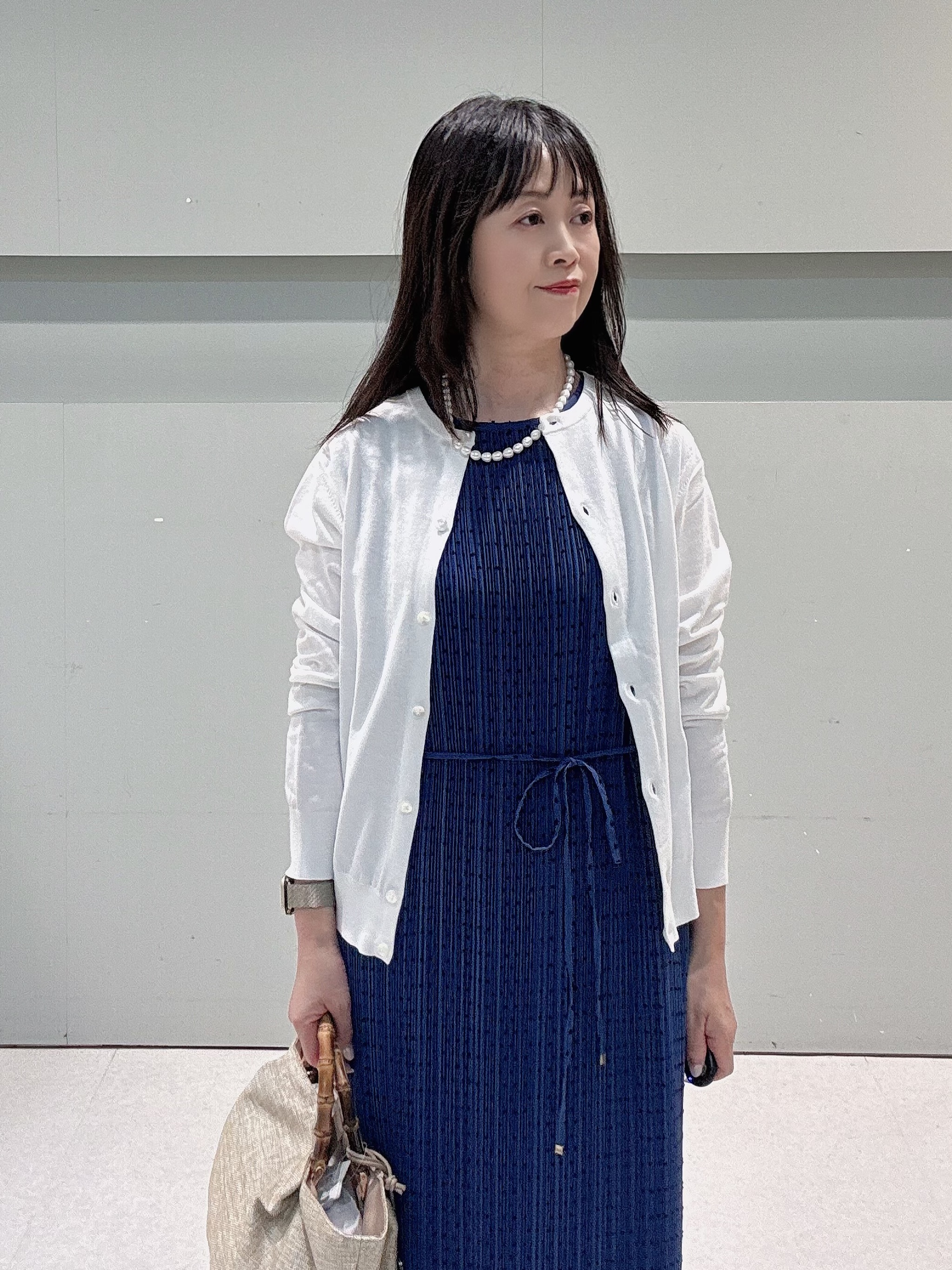 makiさんの「UNTITLED｜◆【9色展開/アンサンブル可】コットンクルーネックカーディガン」を使ったコーディネート
