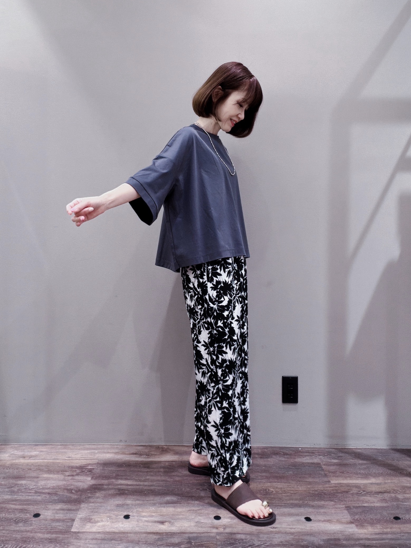 Satoさんの「Dessin｜【体型カバー】美光沢カットソーボクシーシルエット」を使ったコーディネート