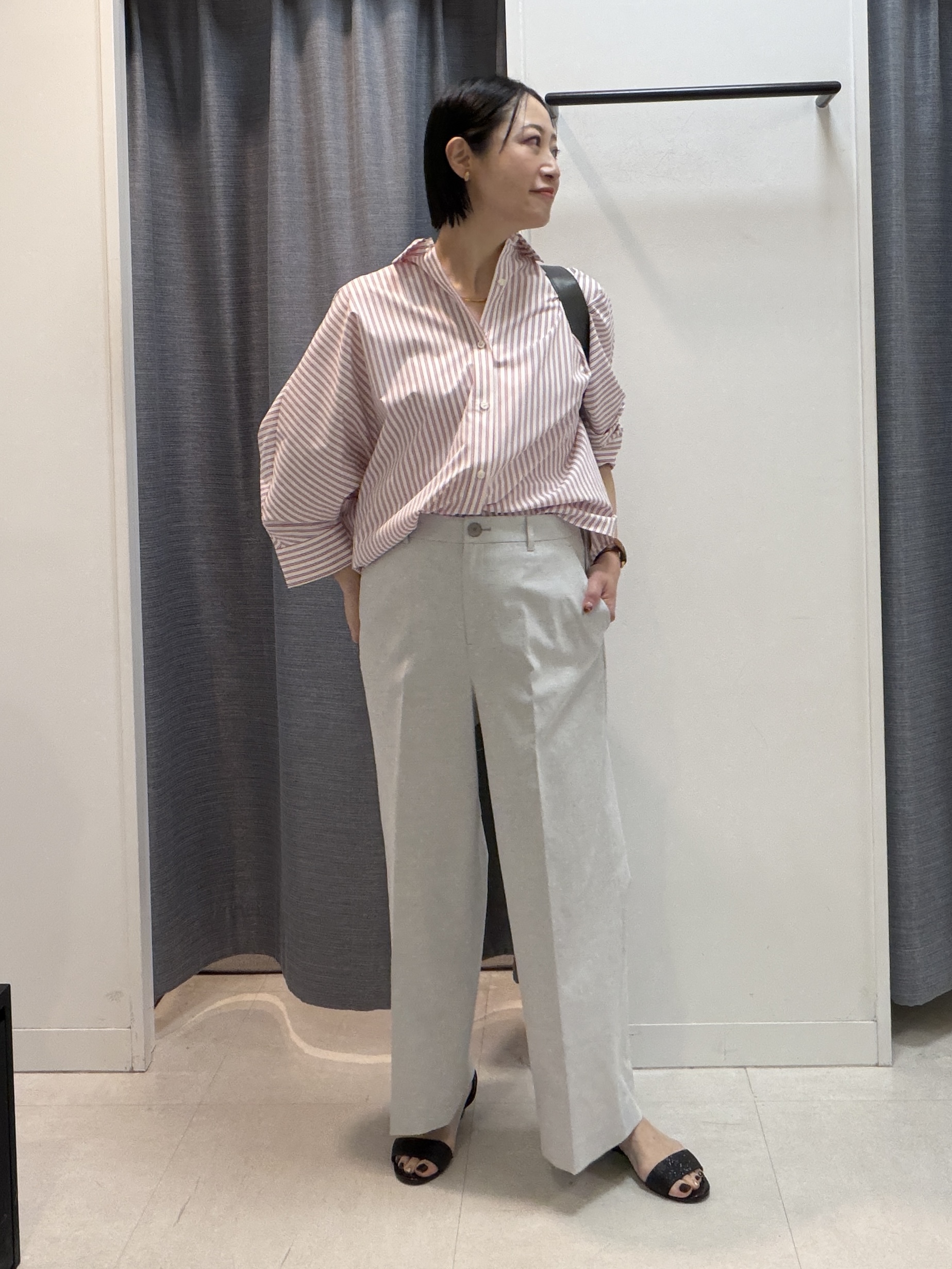 shihoさんの「INDIVI｜【接触冷感/吸水速乾/UVカット】ドルマンスリーブシャツ」を使ったコーディネート