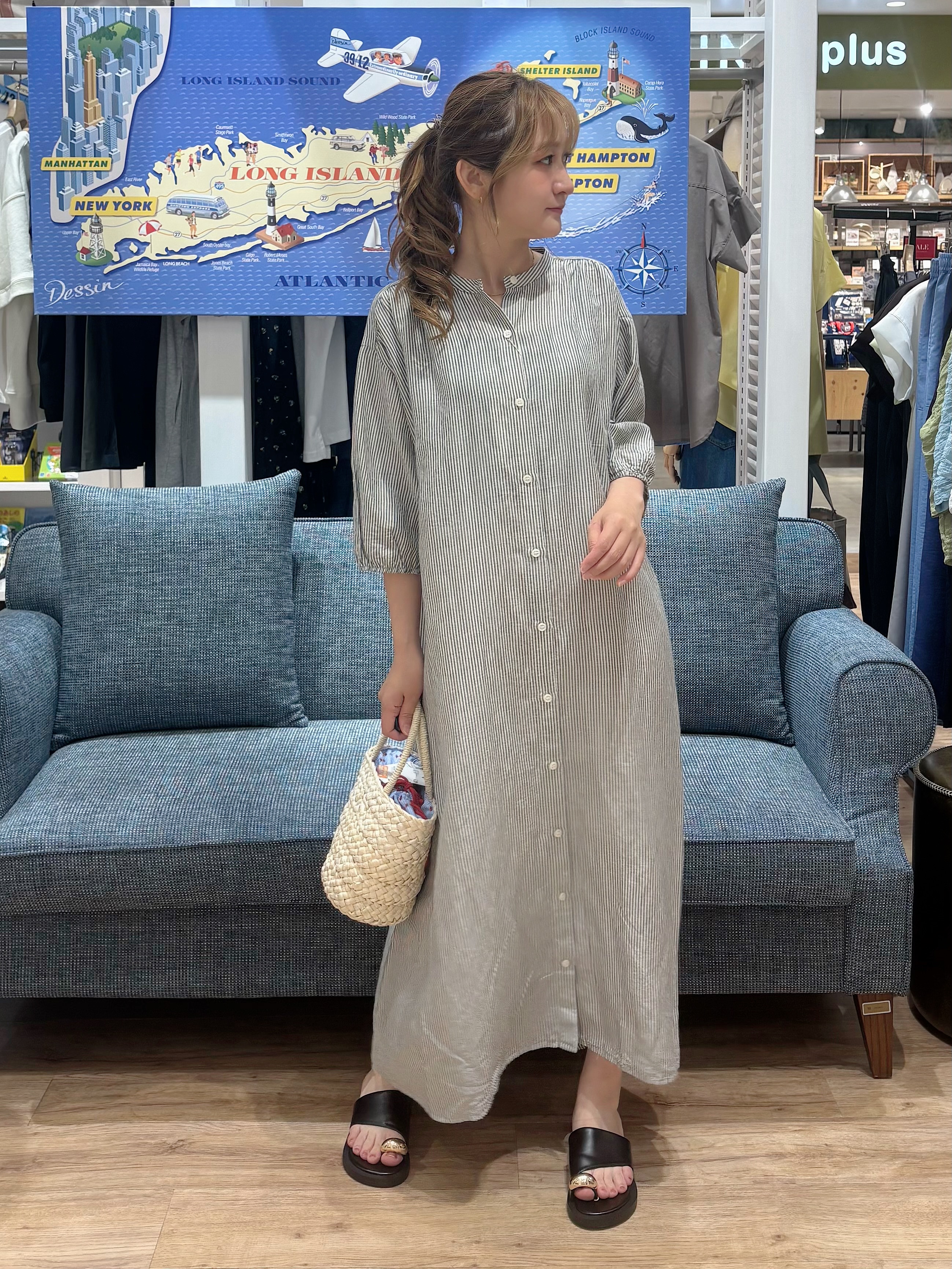 yuinaさんの「Dessin｜【洗える】リネン混シャツワンピース」を使ったコーディネート