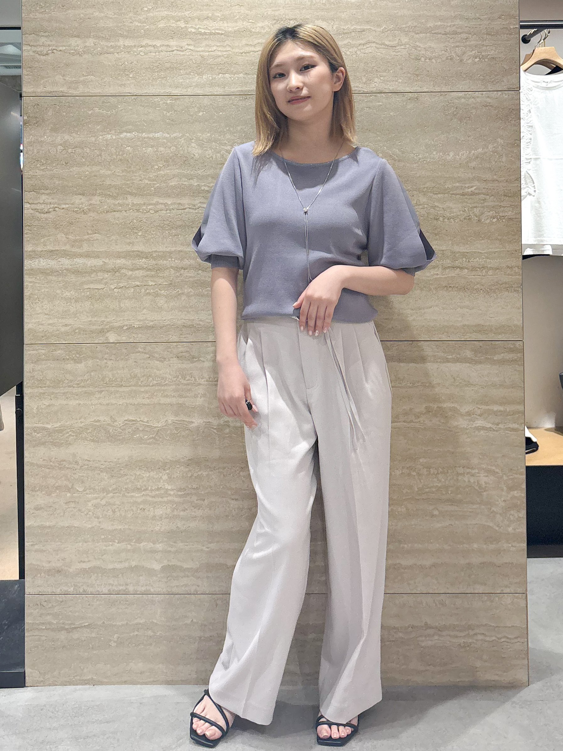ふうかさんの「index｜【接触冷感／UVケア】クールタッチラップスリーブニット《洗濯機OK／XS～3L／9col》」を使ったコーディネート