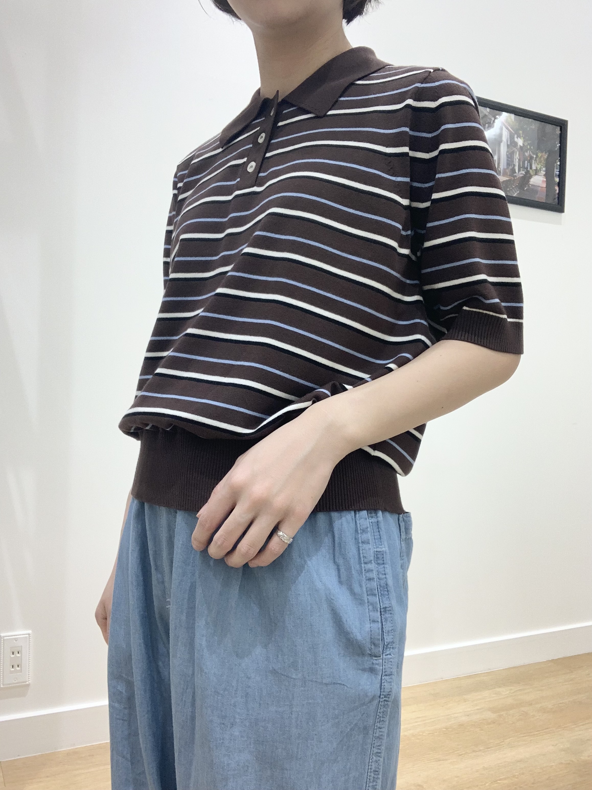 IMARIさんの「Dessin｜ポロ襟 ハーフスリーブニット」を使ったコーディネート