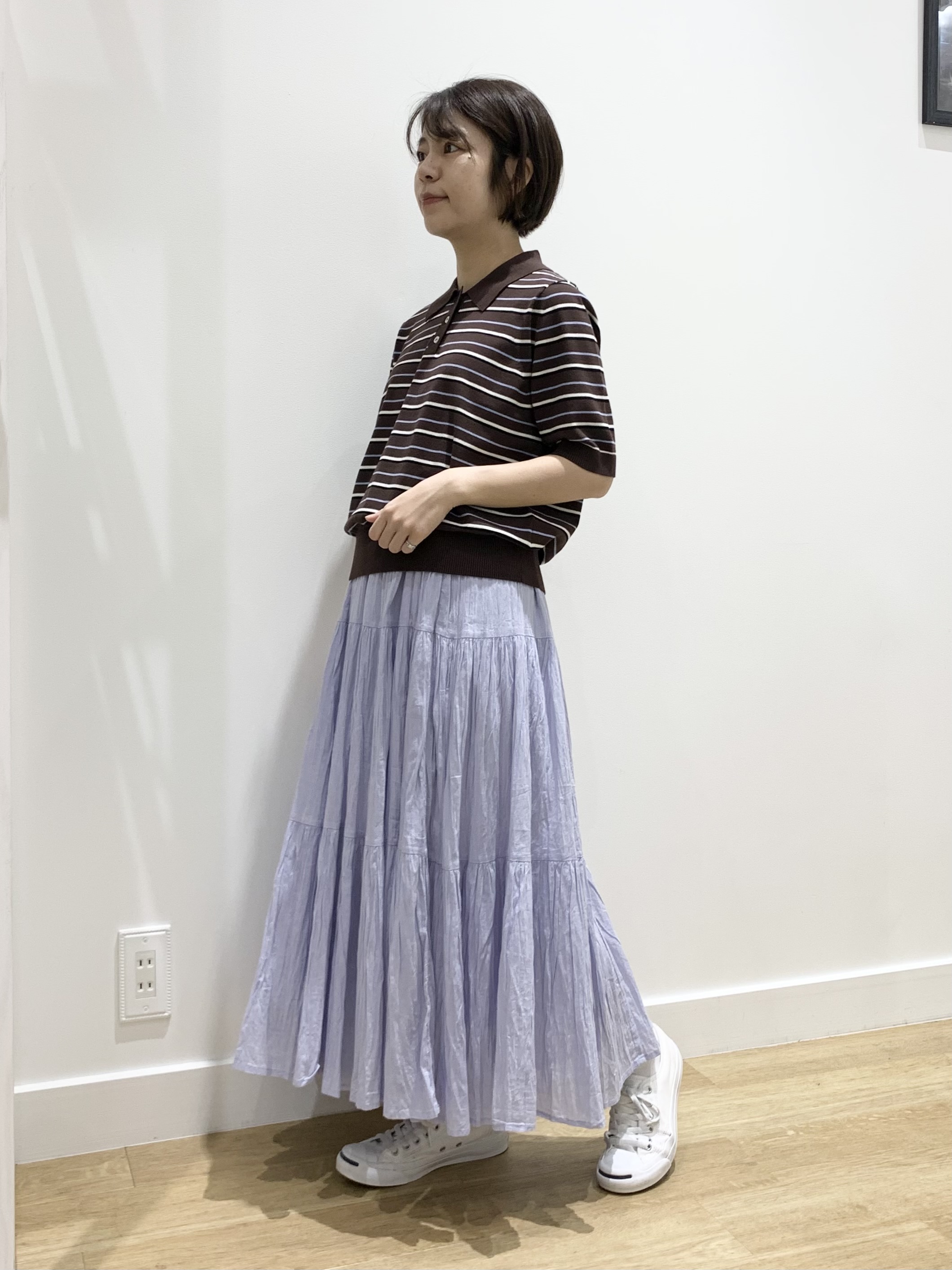 IMARIさんの「Dessin｜ポロ襟 ハーフスリーブニット」を使ったコーディネート