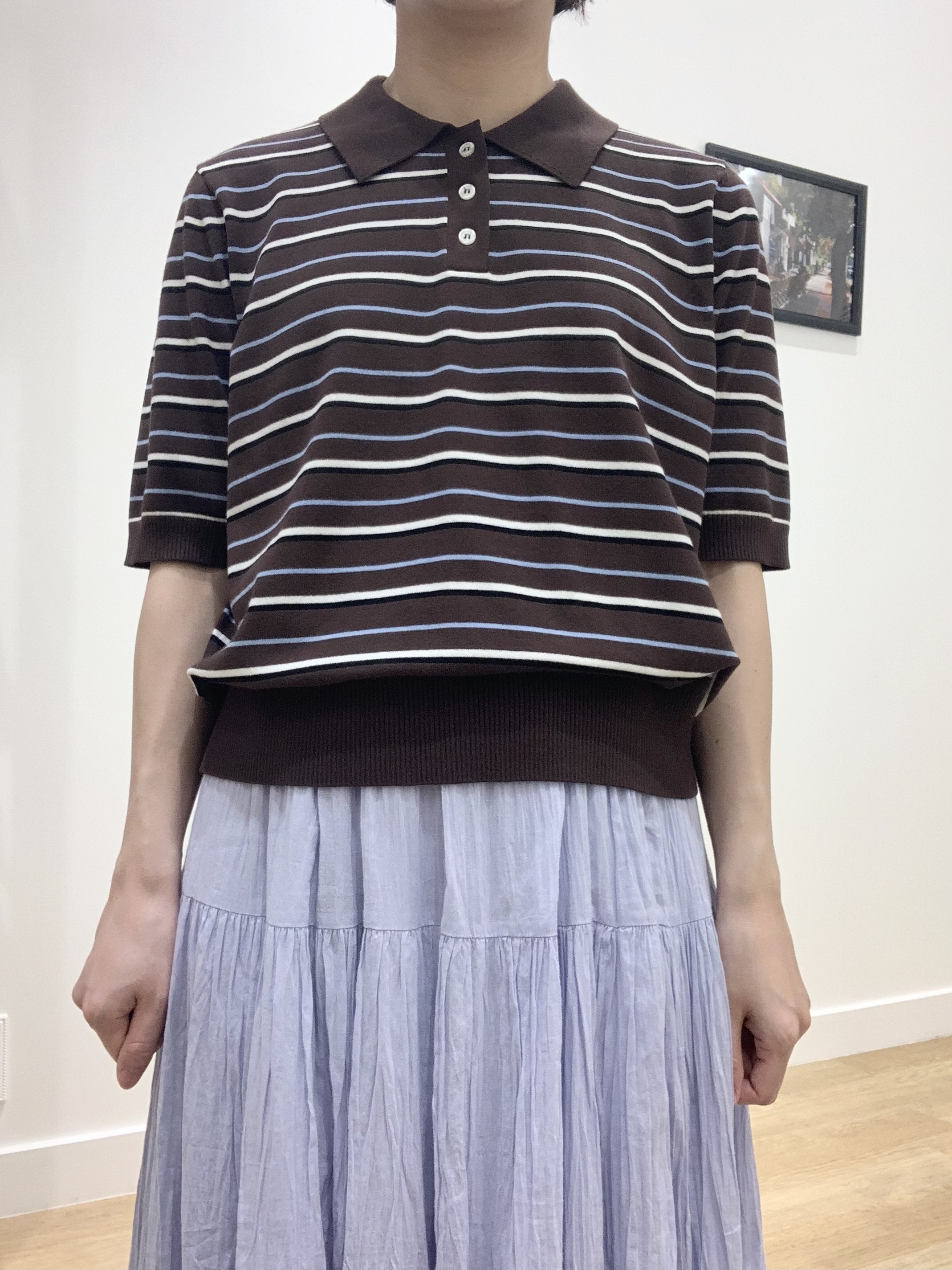 IMARIさんの「Dessin｜ポロ襟 ハーフスリーブニット」を使ったコーディネート