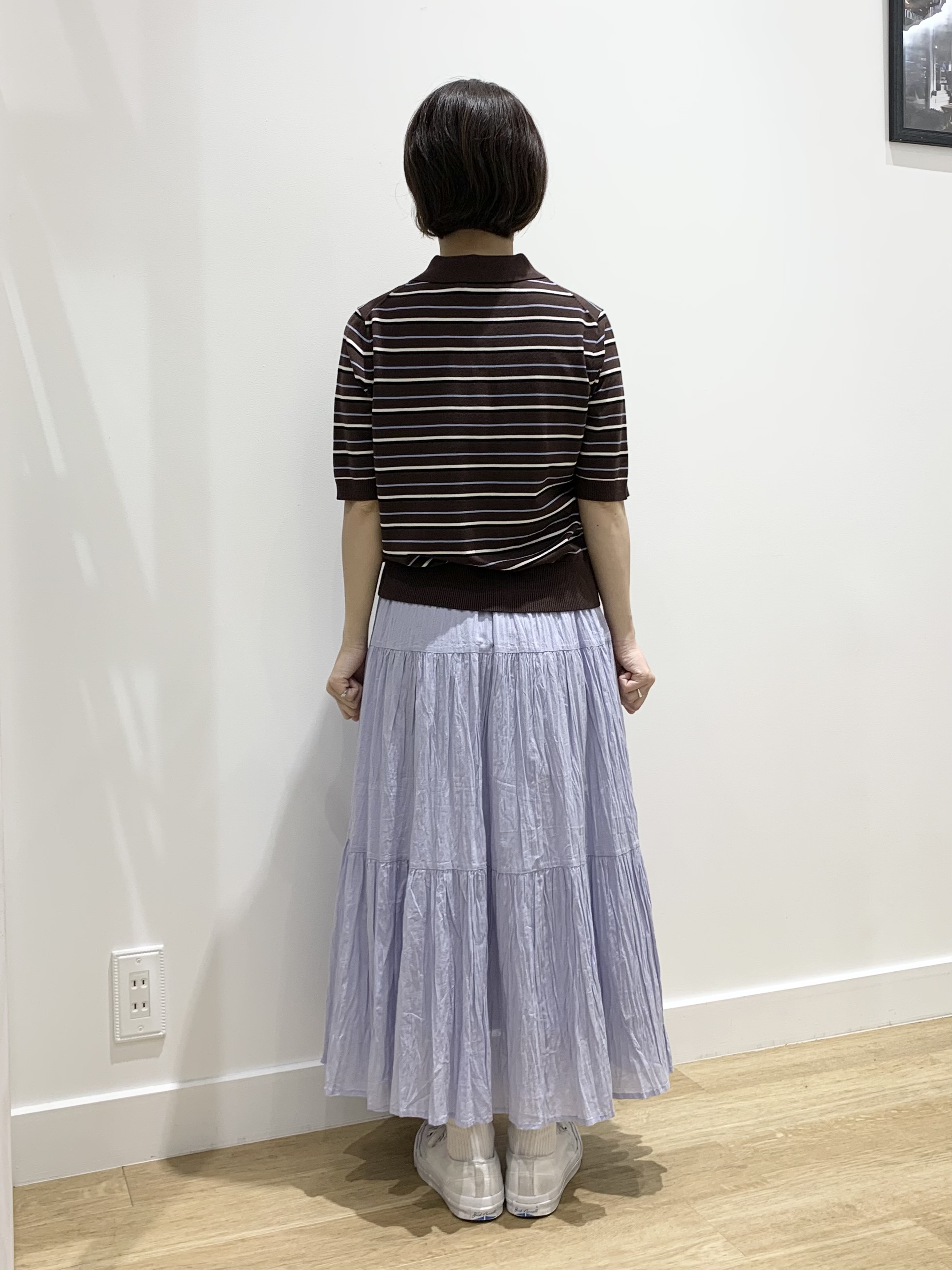 IMARIさんの「Dessin｜ポロ襟 ハーフスリーブニット」を使ったコーディネート