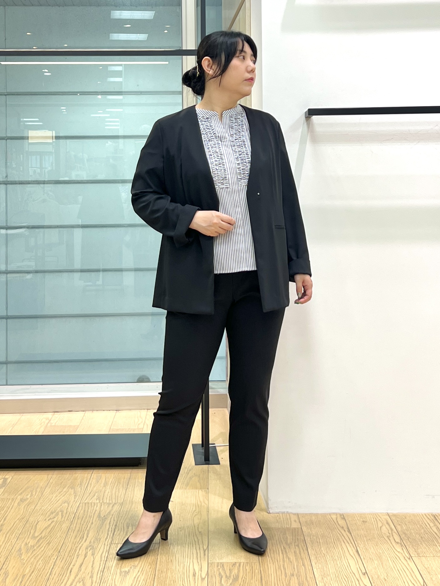 shimaさんの「INDIVI｜【接触冷感／透湿／着る日傘】ノーカラージャケット」を使ったコーディネート