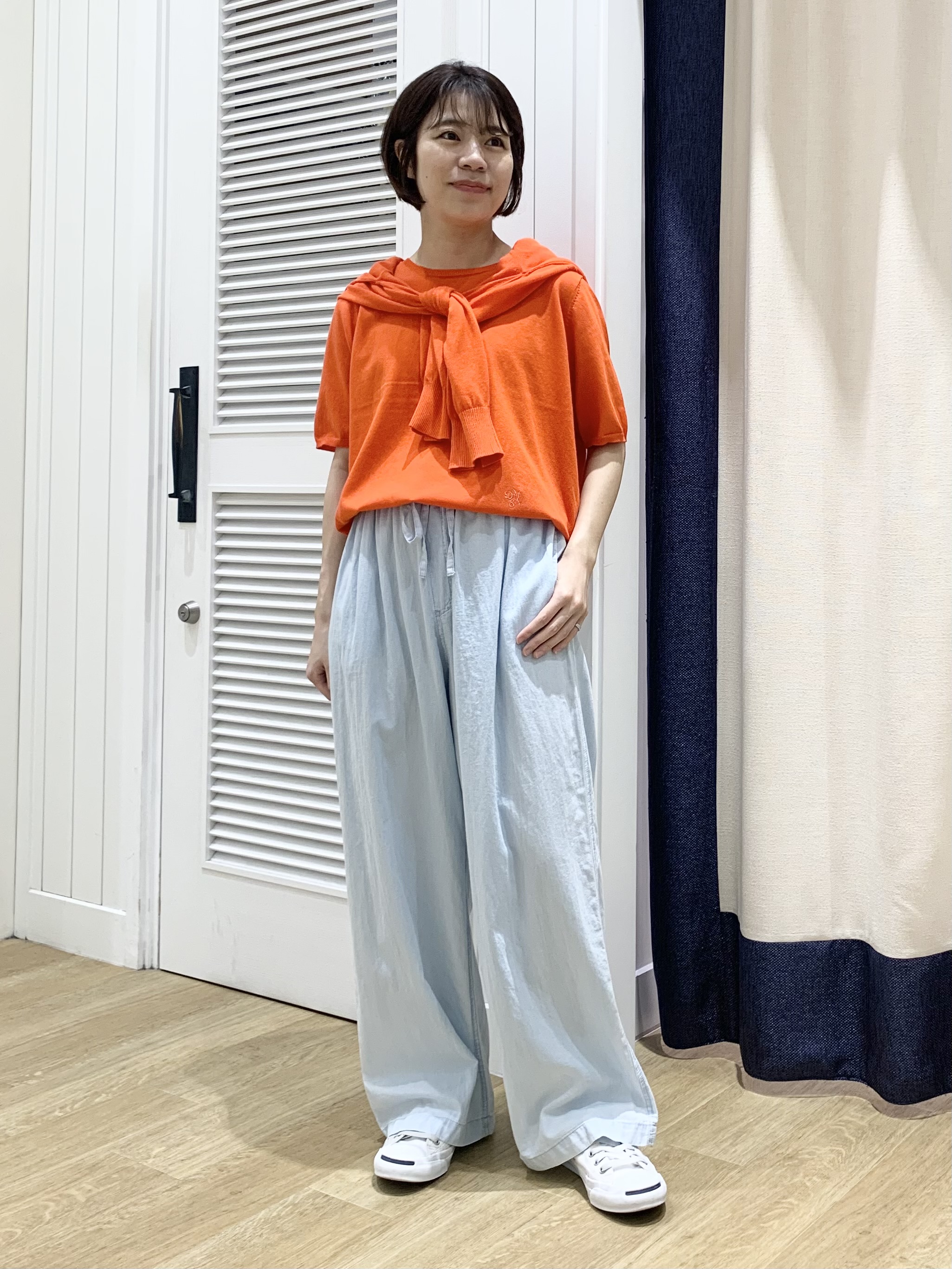 IMARIさんの「Dessin｜【9色展開/接触冷感/UVカット】ドライタッチサマーニットT」を使ったコーディネート