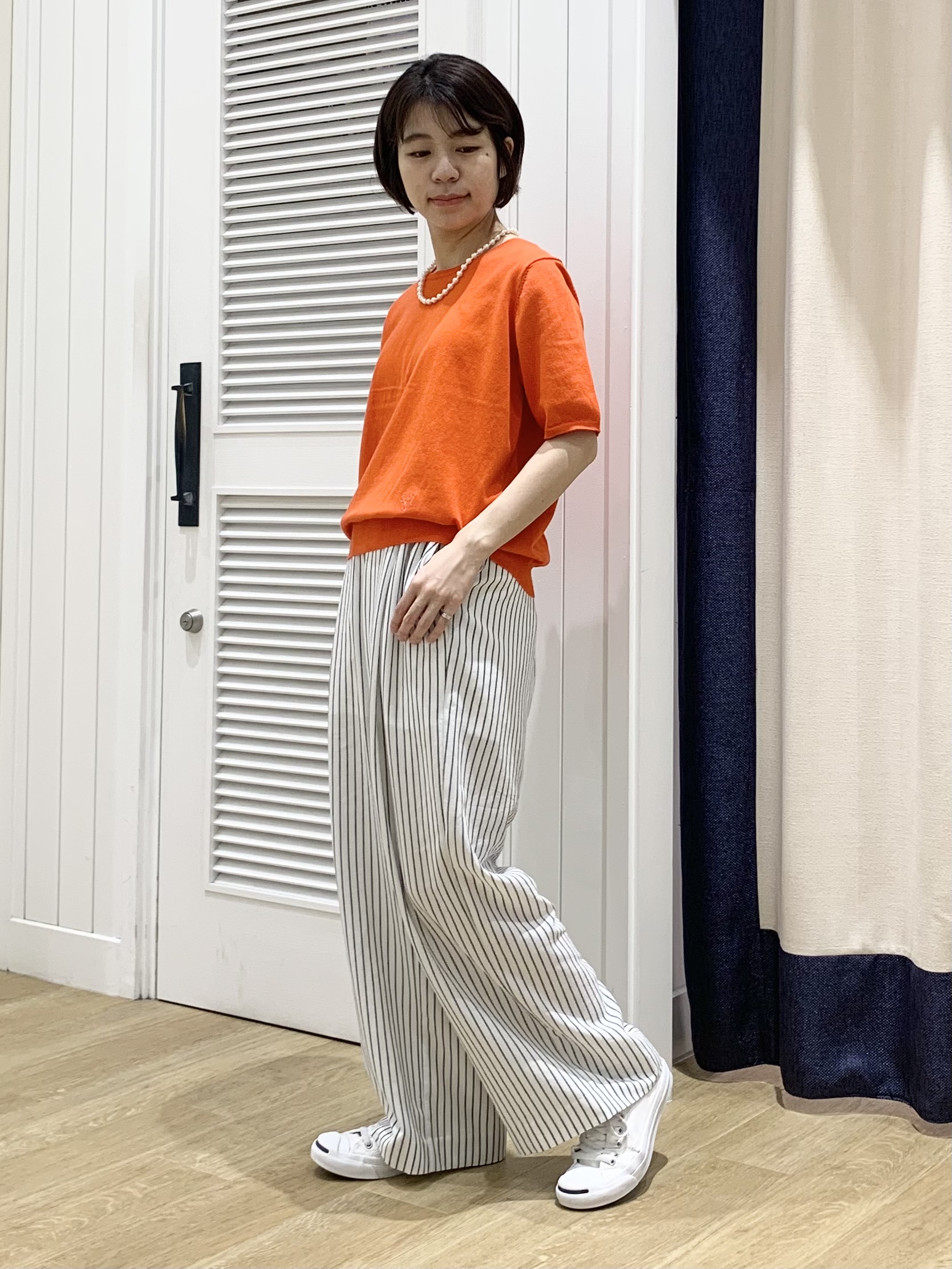 IMARIさんの「Dessin｜【9色展開/接触冷感/UVカット】ドライタッチサマーニットT」を使ったコーディネート