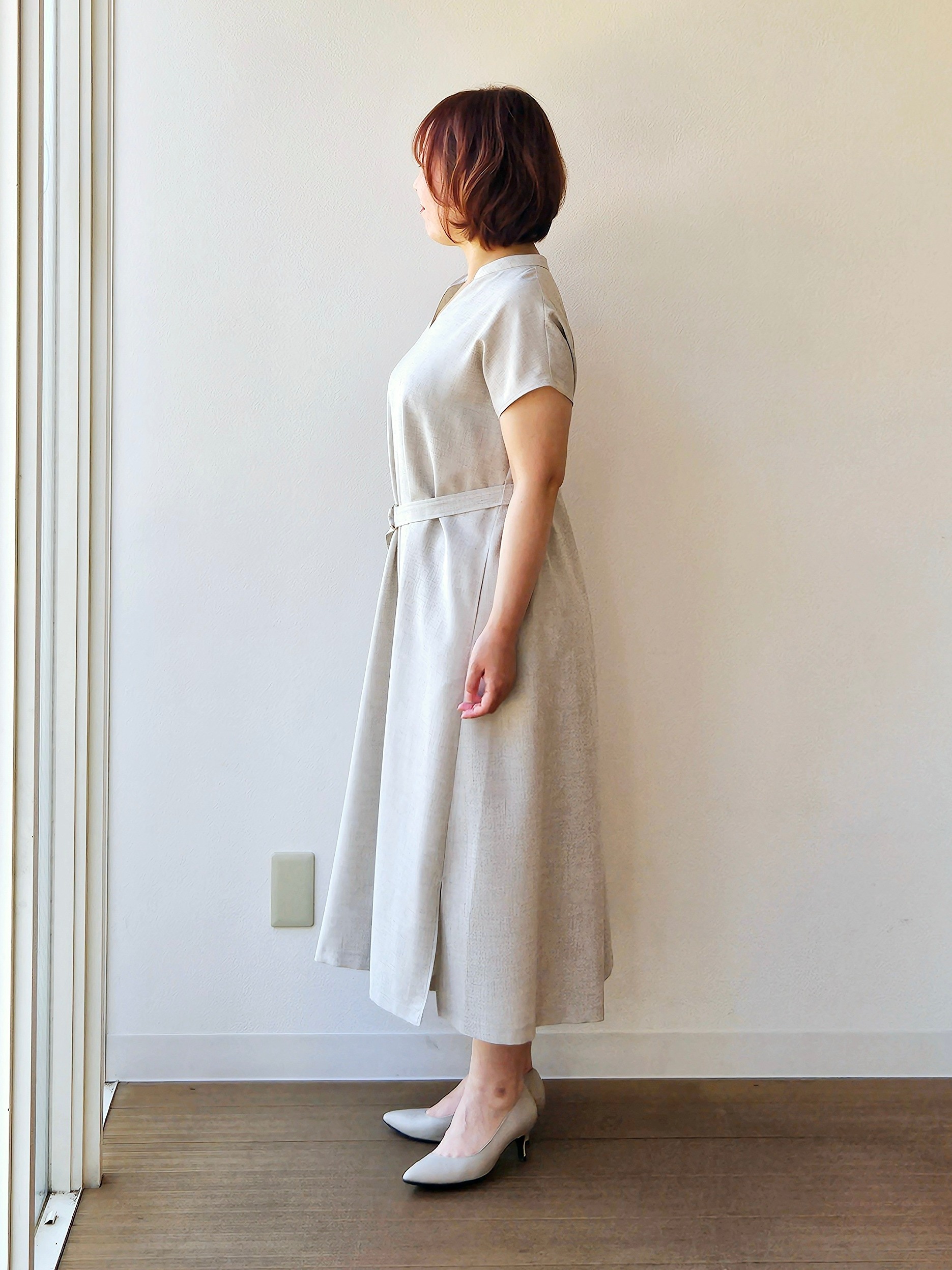 やじまさんの「UNTITLED｜【UV/接触冷感/遮熱/通気性】スラブバンドカラーワンピース」を使ったコーディネート
