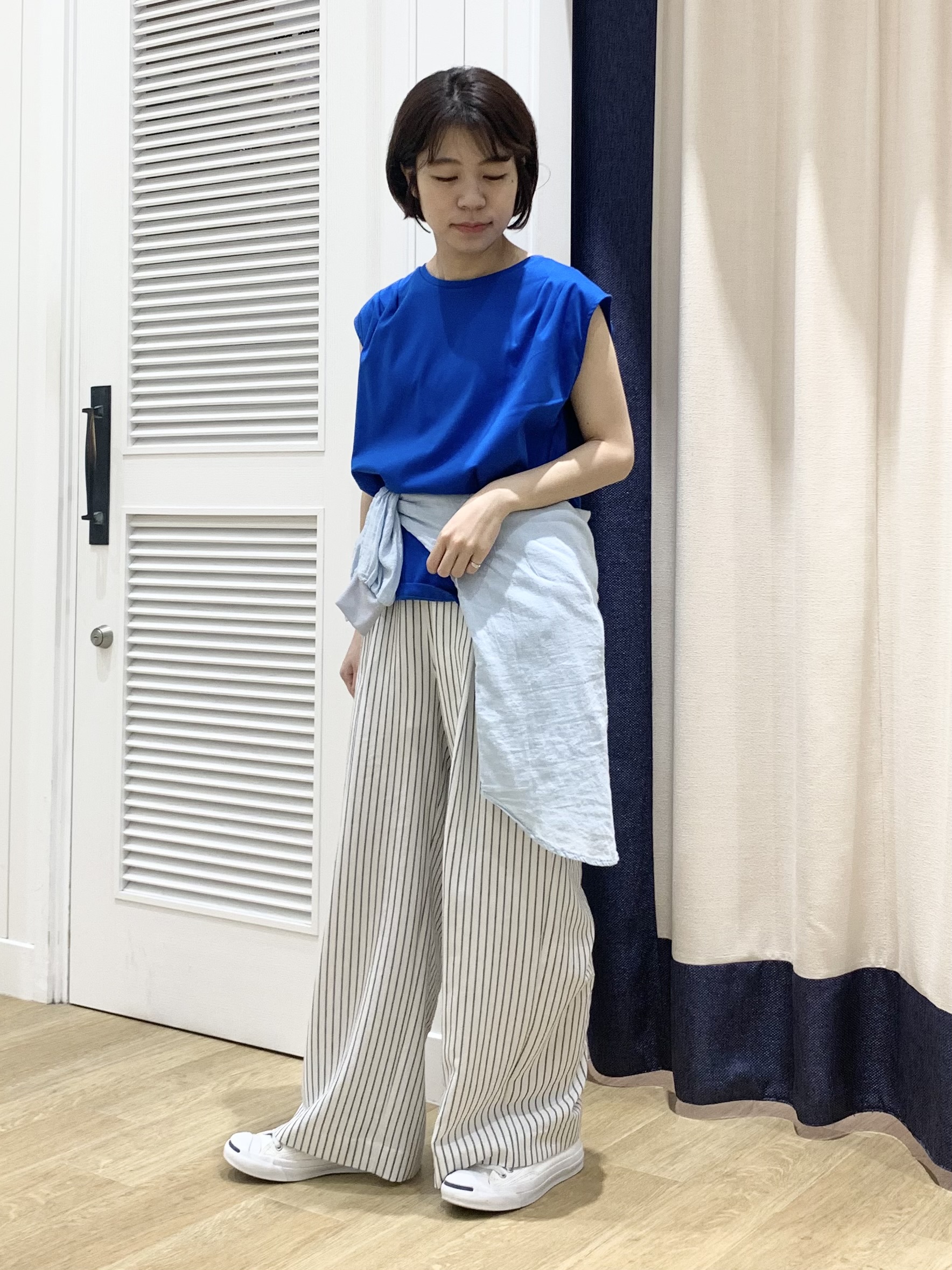 IMARIさんの「Dessin｜【接触冷感/UVカット】美光沢ノースリーブカットソー」を使ったコーディネート