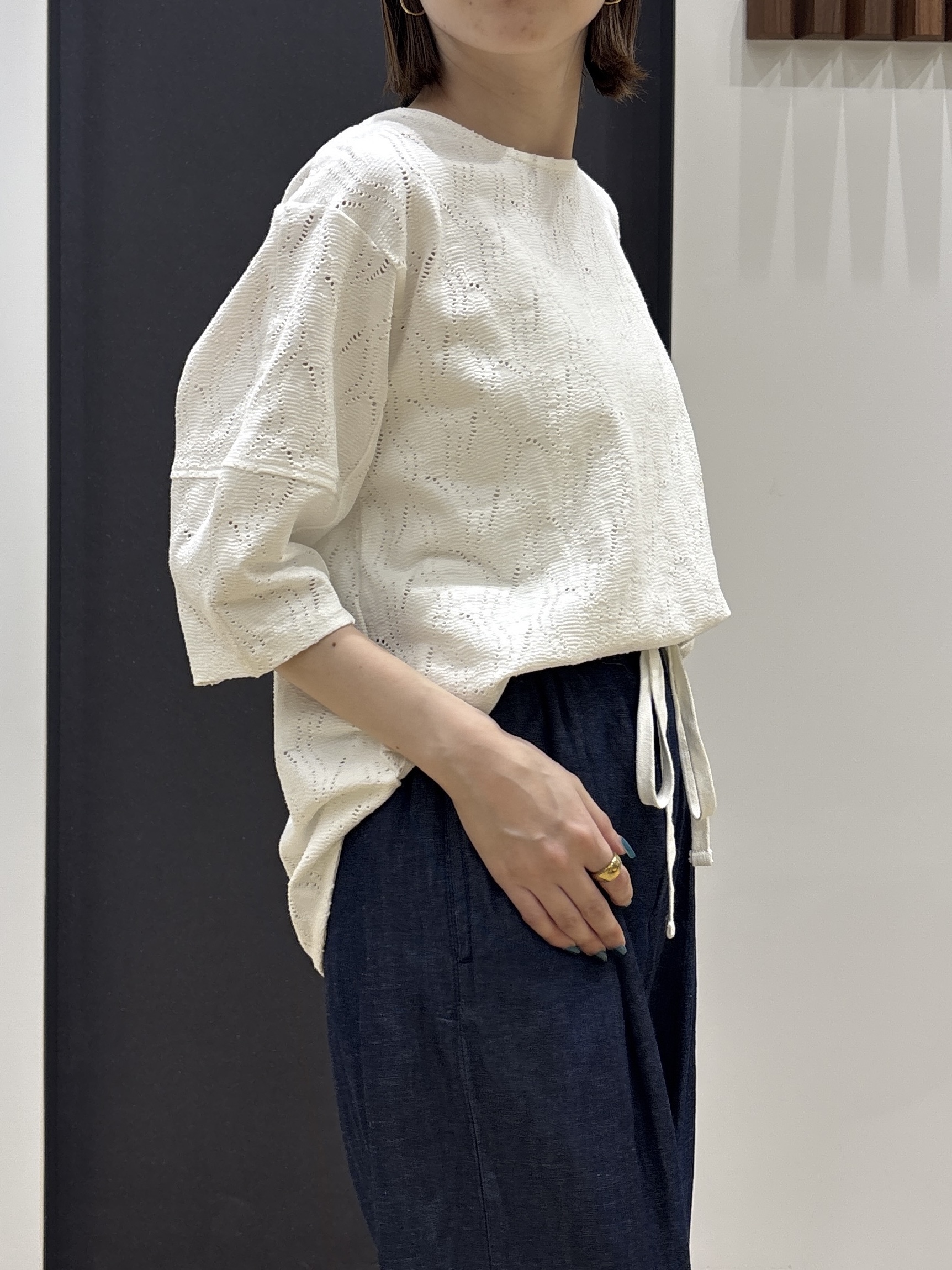 risaさんの「Dessin｜【マシンウォッシャブル】5分袖レースカットソー」を使ったコーディネート