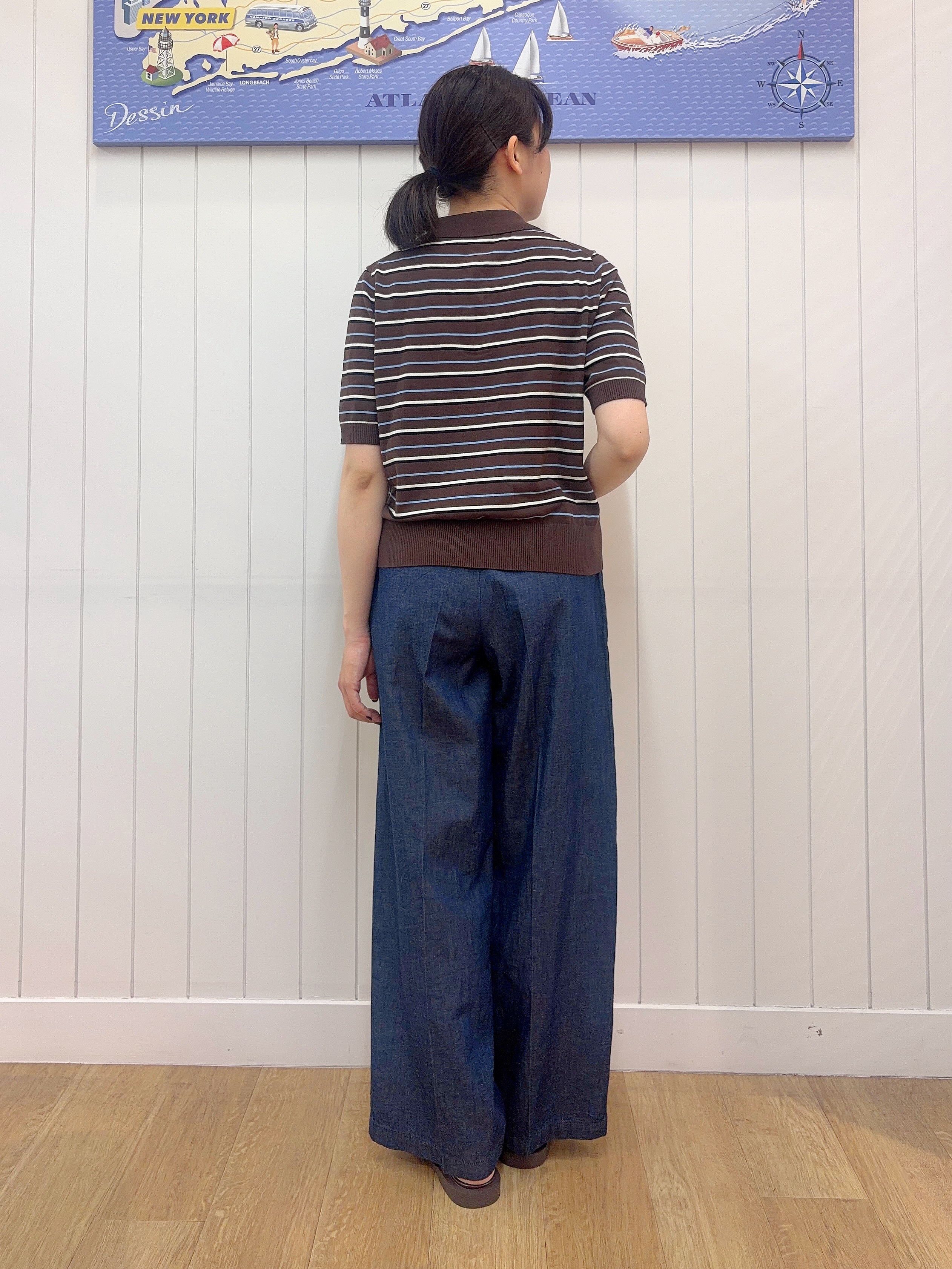 Mayaさんの「Dessin｜ポロ襟 ハーフスリーブニット」を使ったコーディネート