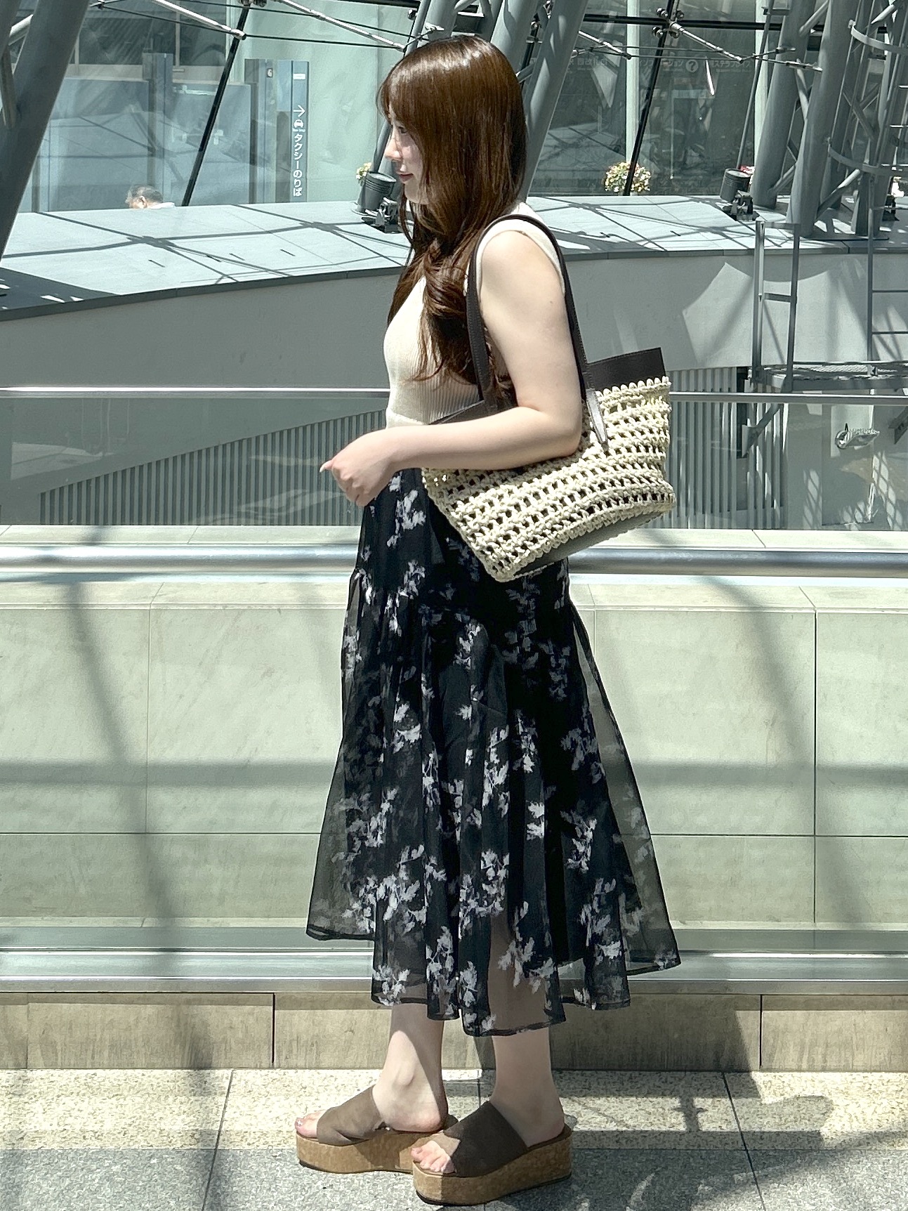 sayaさんの「OPAQUE.CLIP｜フラワーティアードドッキングワンピース【洗濯機OK】」を使ったコーディネート