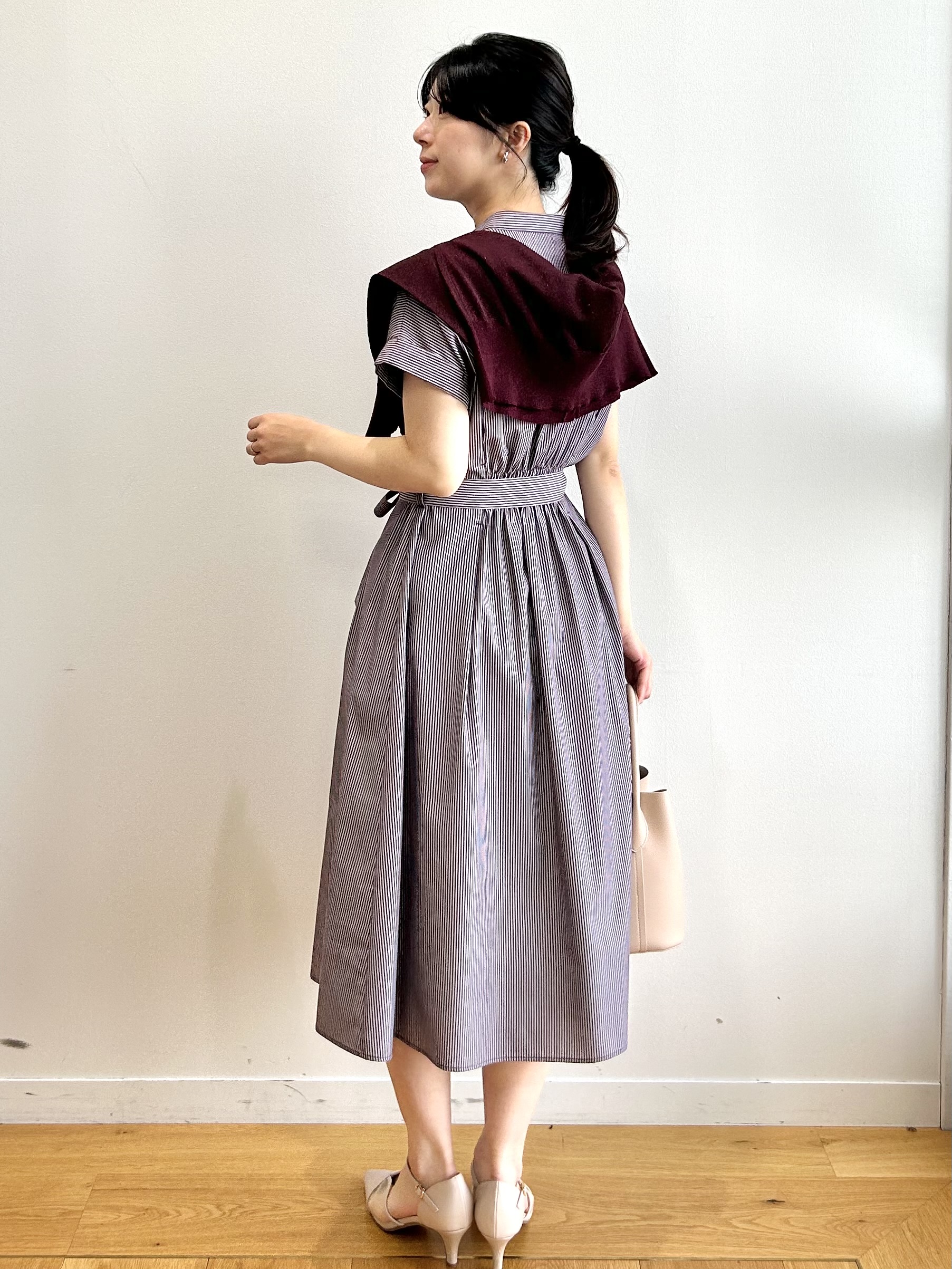 RINAさんの「index｜【接触冷感／UV】ストライプタックシャツワンピース《洗濯機OK》」を使ったコーディネート