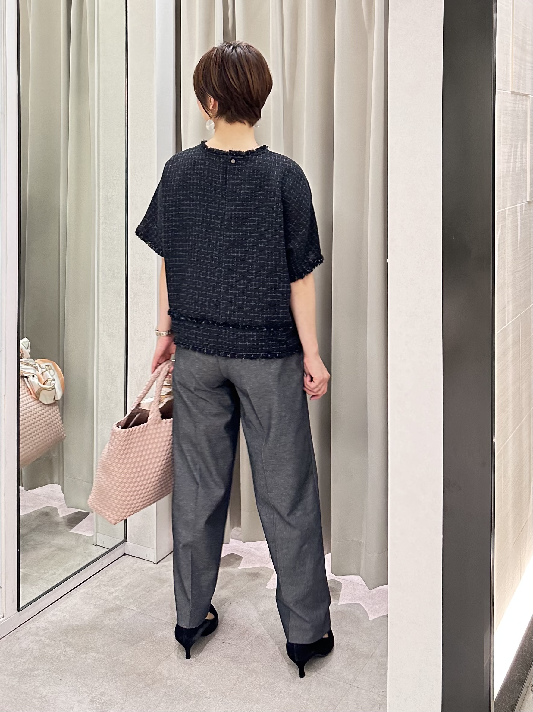 みなこさんの「UNTITLED｜【接触冷感/洗える/後ろウエストゴム】オックスワイドパンツ」を使ったコーディネート