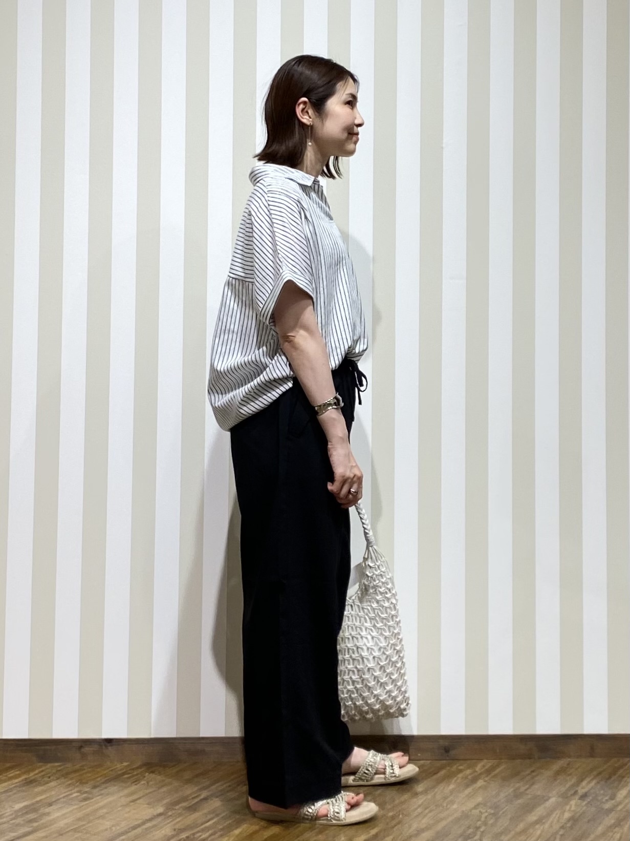 SAOさんの「SHOO･LA･RUE｜【UV/吸水速乾/抗菌防臭】インせず着られる フレンチリネンスキッパーシャツ」を使ったコーディネート