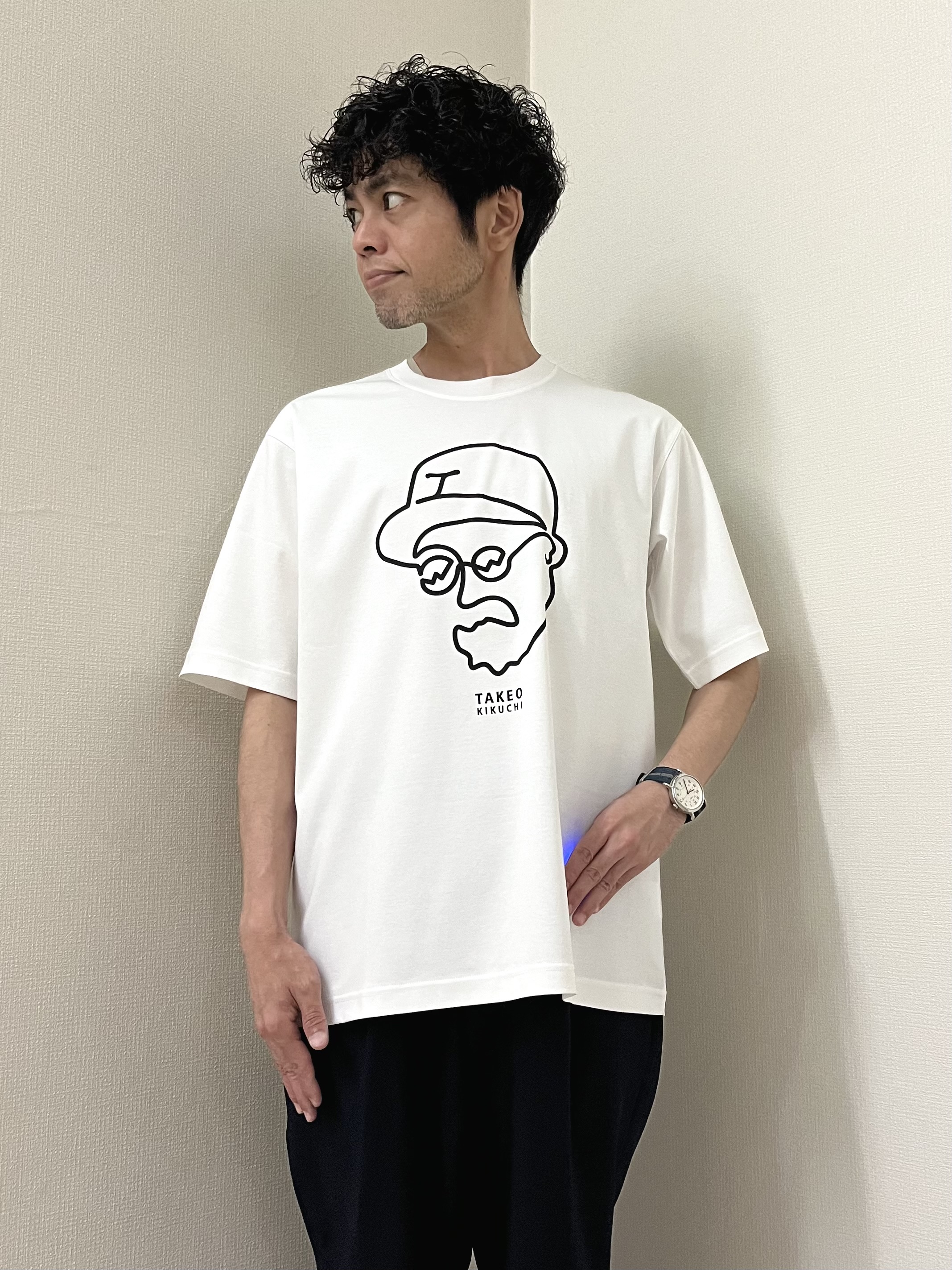 URAさんの「TAKEO KIKUCHI｜【BOWLER HAT LABEL】アイスクリアコットン ワンストローク 半袖Tシャツ」を使ったコーディネート