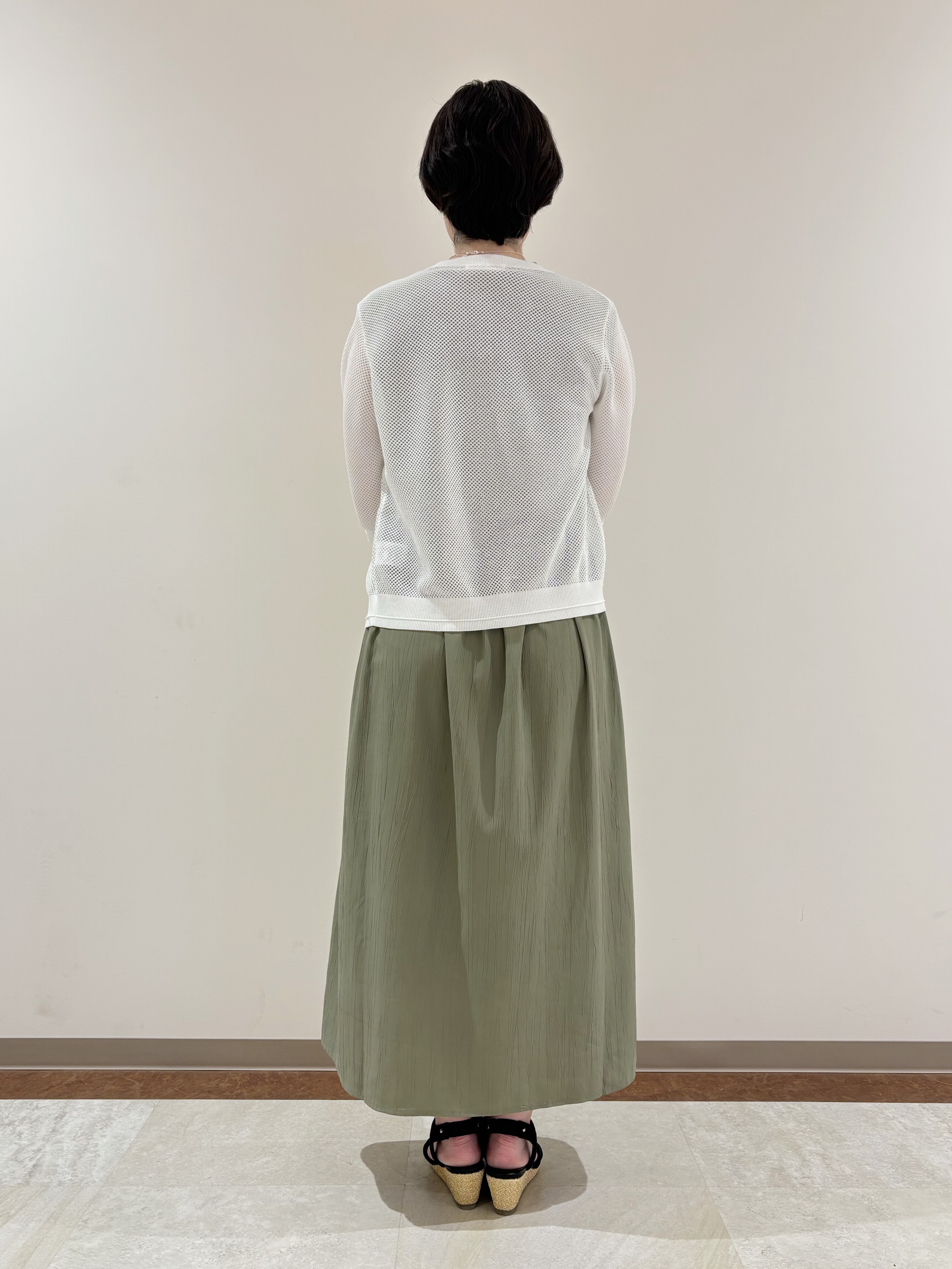 marikoさんの「grove｜【洗える】透けない、大人のメッシュカーディガン」を使ったコーディネート