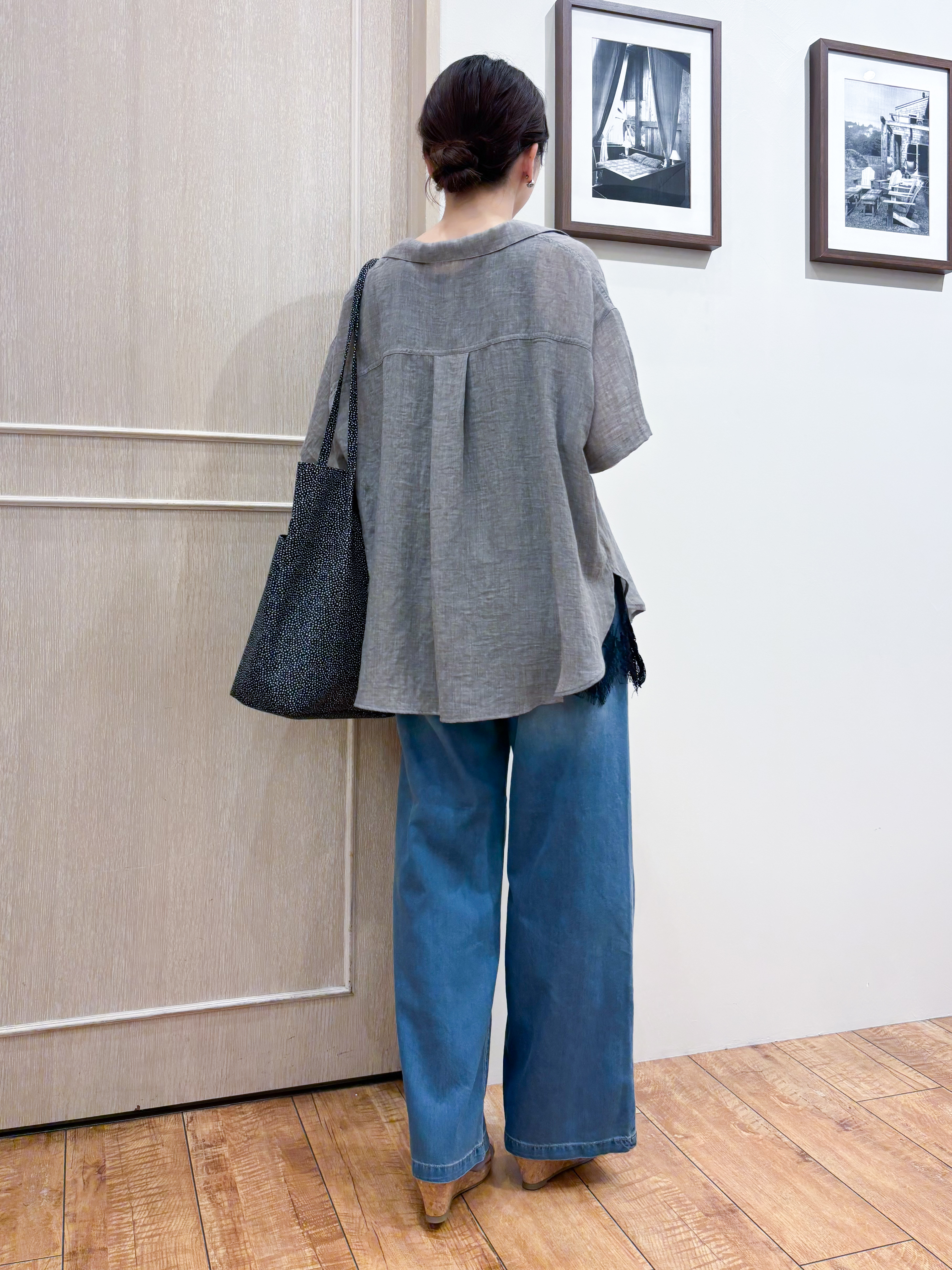なみさんの「SHOO･LA･RUE｜【S-LL】ナチュラルに決まる 半袖シアーシャツジャケット」を使ったコーディネート