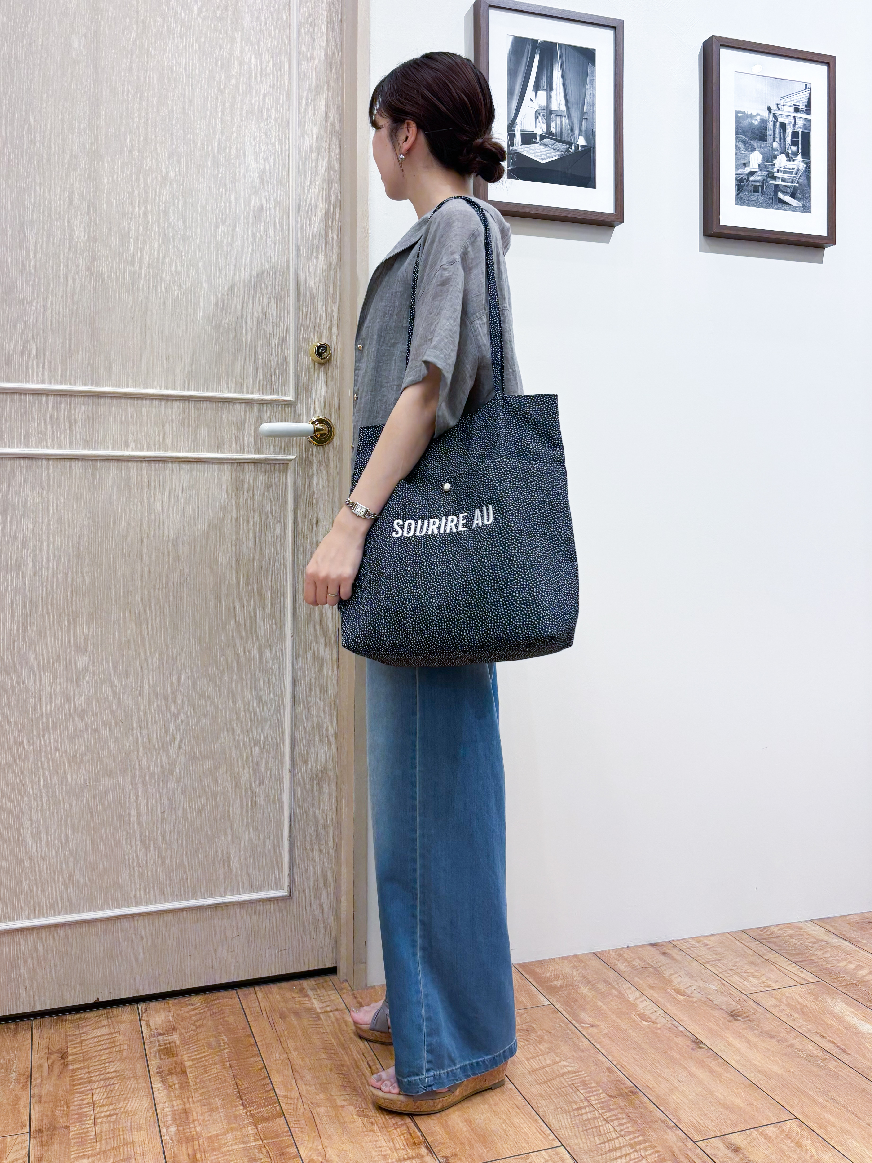 なみさんの「SHOO･LA･RUE｜【S-LL】ナチュラルに決まる 半袖シアーシャツジャケット」を使ったコーディネート