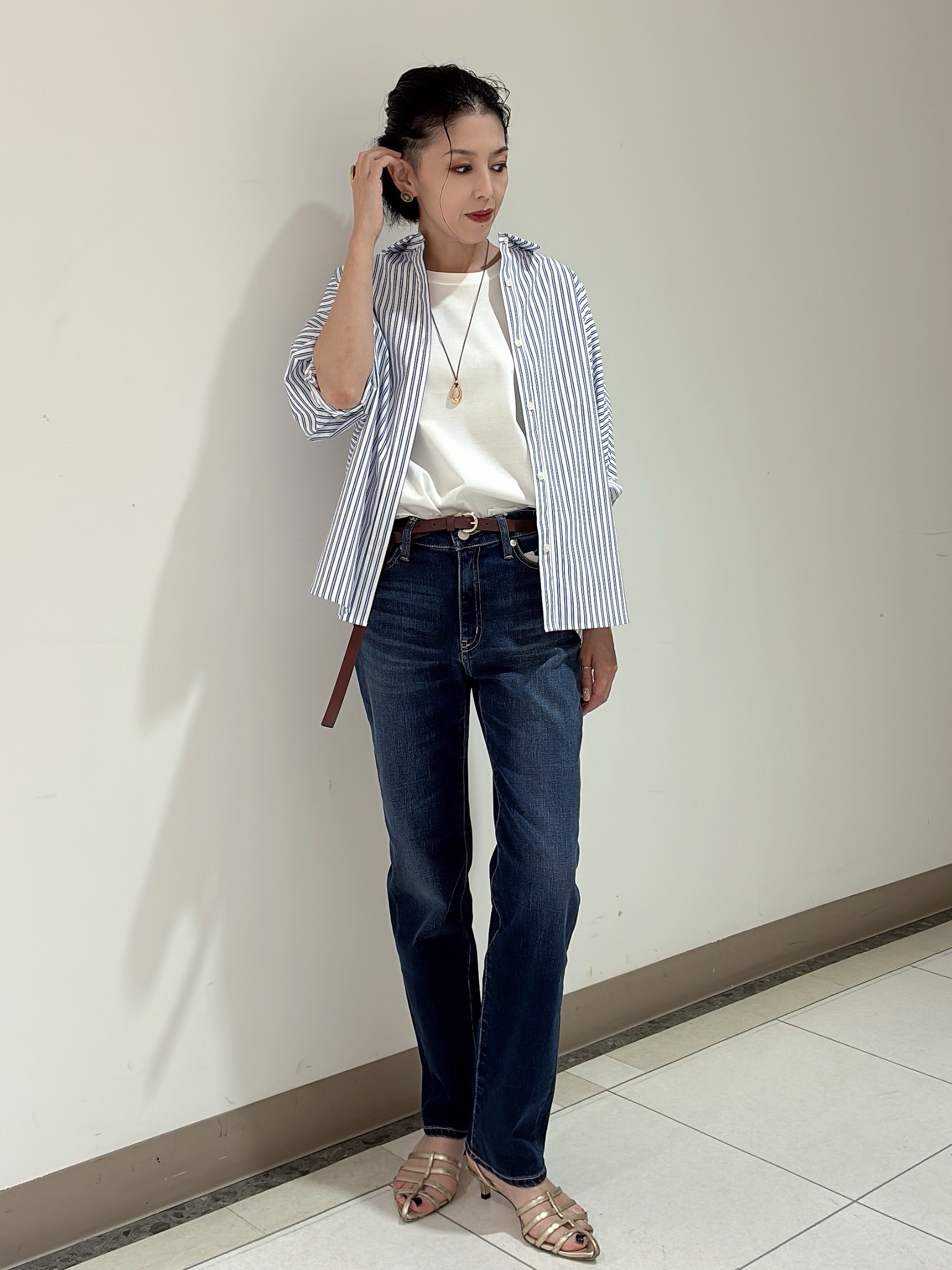 環さんの「UNTITLED｜【接触冷感/吸水速乾/UVカット】ドルマンスリーブシャツ」を使ったコーディネート