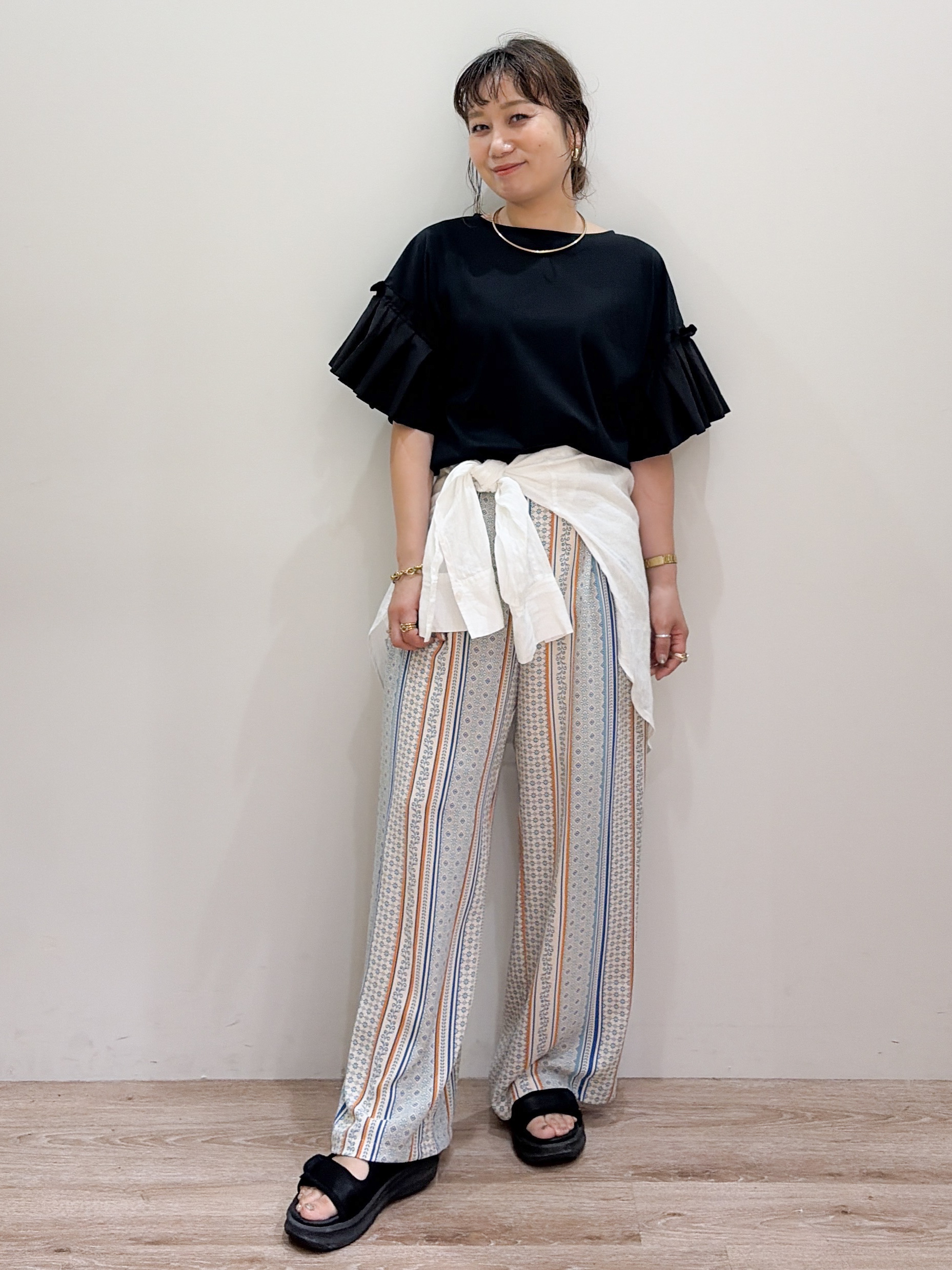 risayanさんの「OPAQUE.CLIP｜【接触冷感】タックスリーブカットソー《洗濯機OK》」を使ったコーディネート