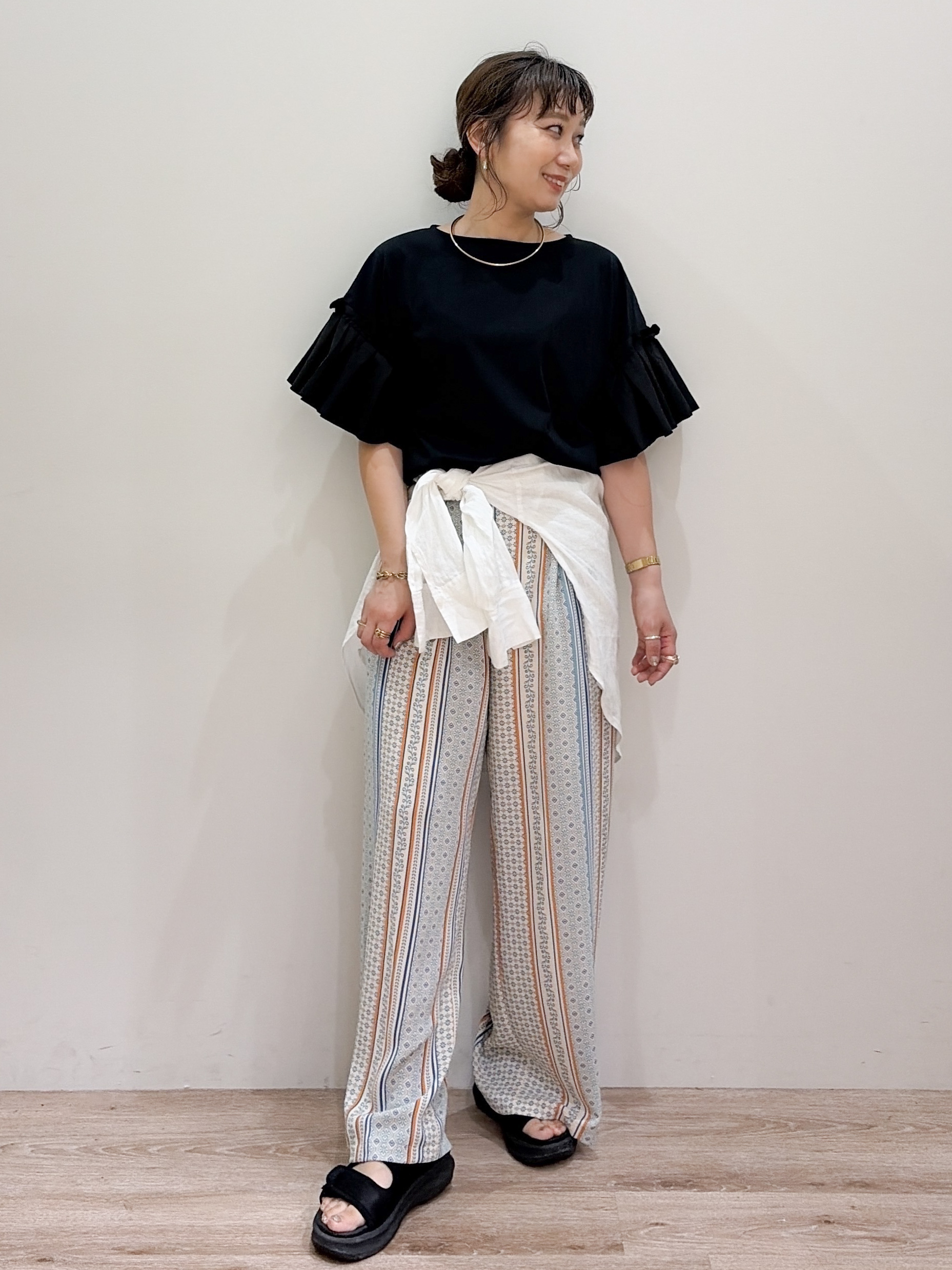 risayanさんの「OPAQUE.CLIP｜【接触冷感】タックスリーブカットソー《洗濯機OK》」を使ったコーディネート