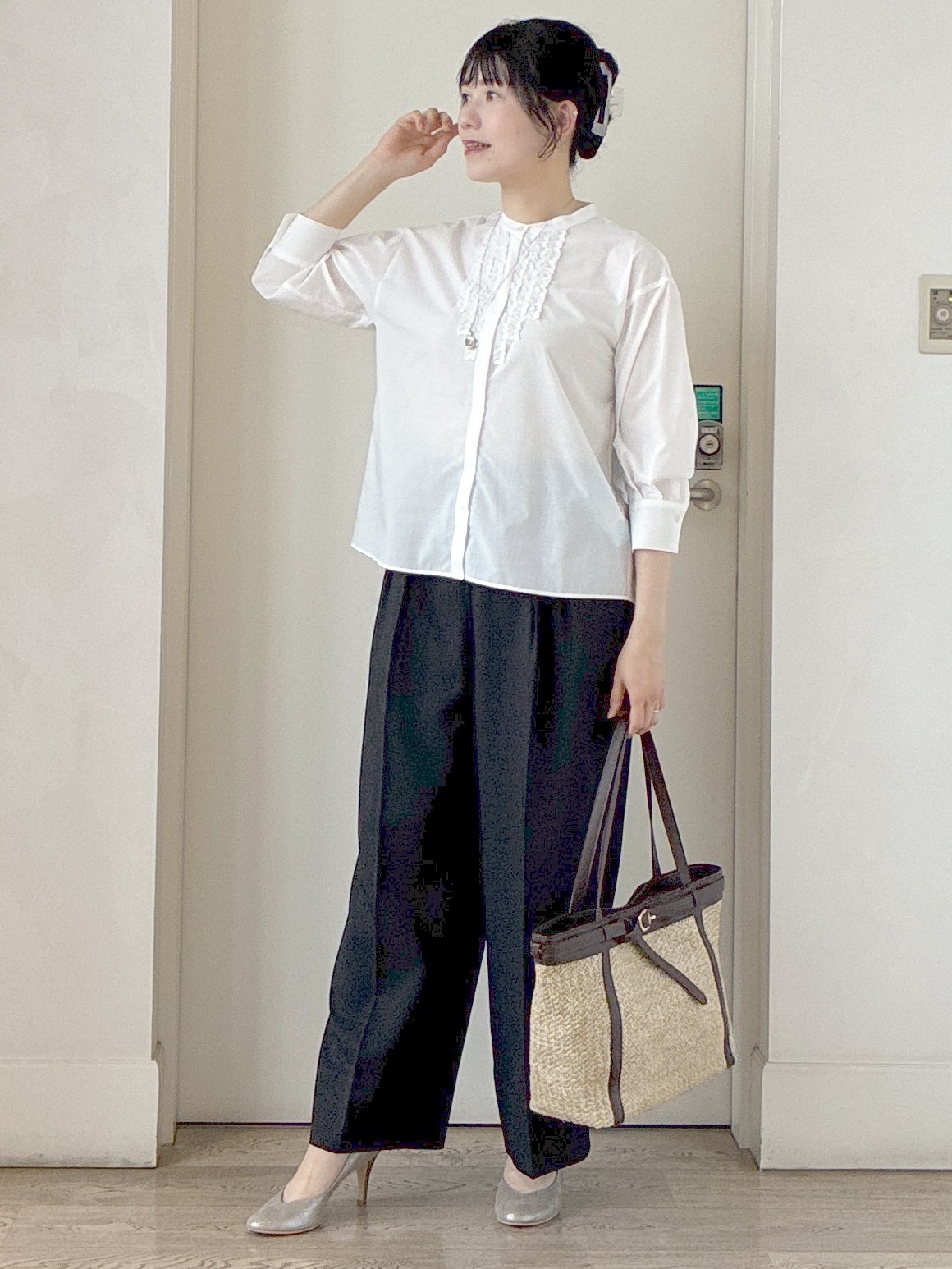  beni_gingerさんの「Reflect｜【接触冷感】八分袖フロントフリルブラウス」を使ったコーディネート