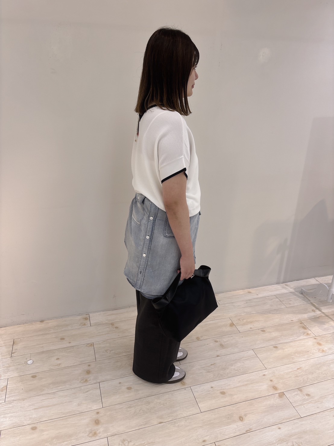Mizuさんの「UNTITLED｜【11色展開/体型カバー】前後2WAYフレンチスリーブニット」を使ったコーディネート