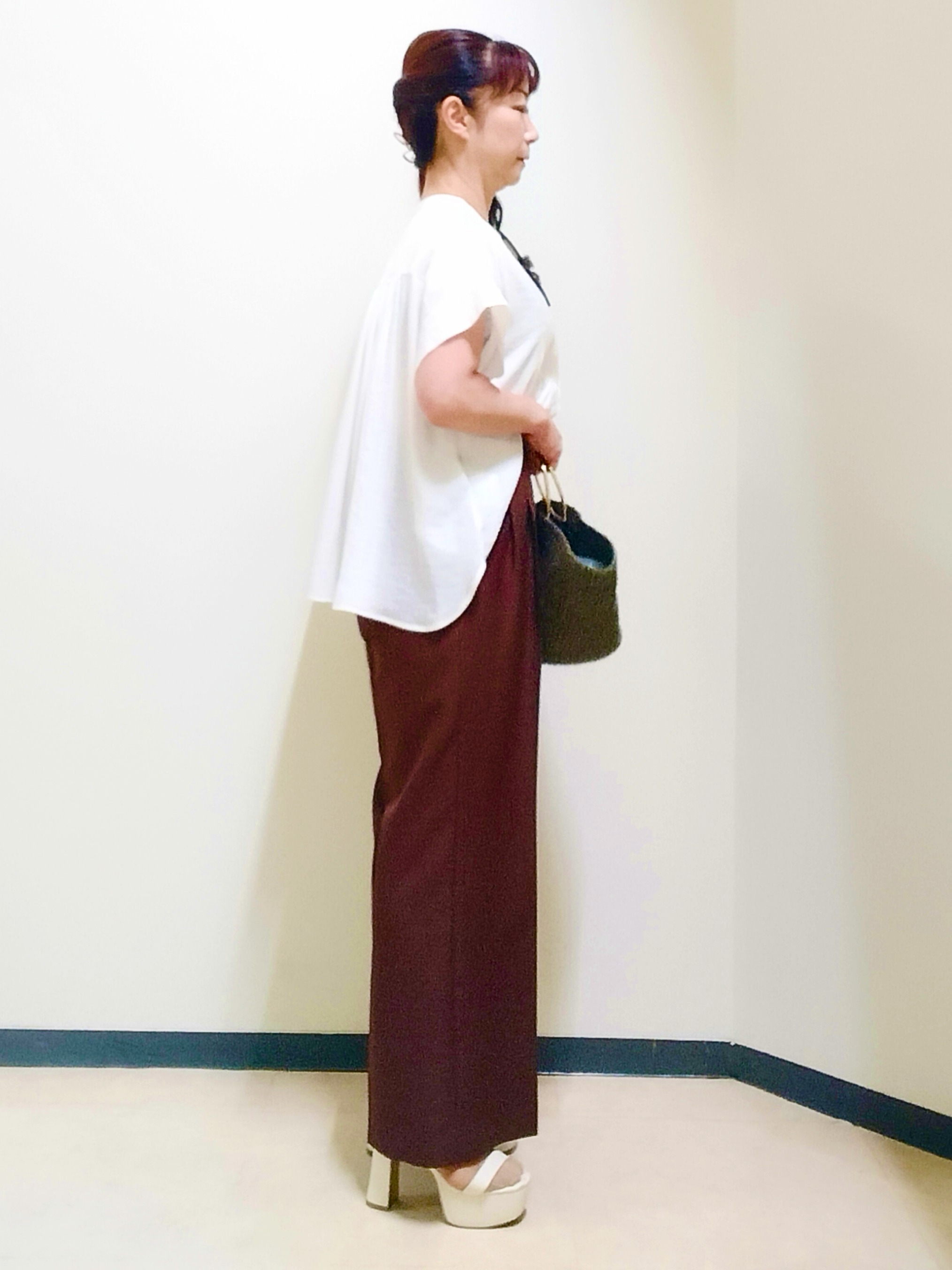 花さんの「Reflect｜ドビーストライプドルマンスリーブブラウス」を使ったコーディネート