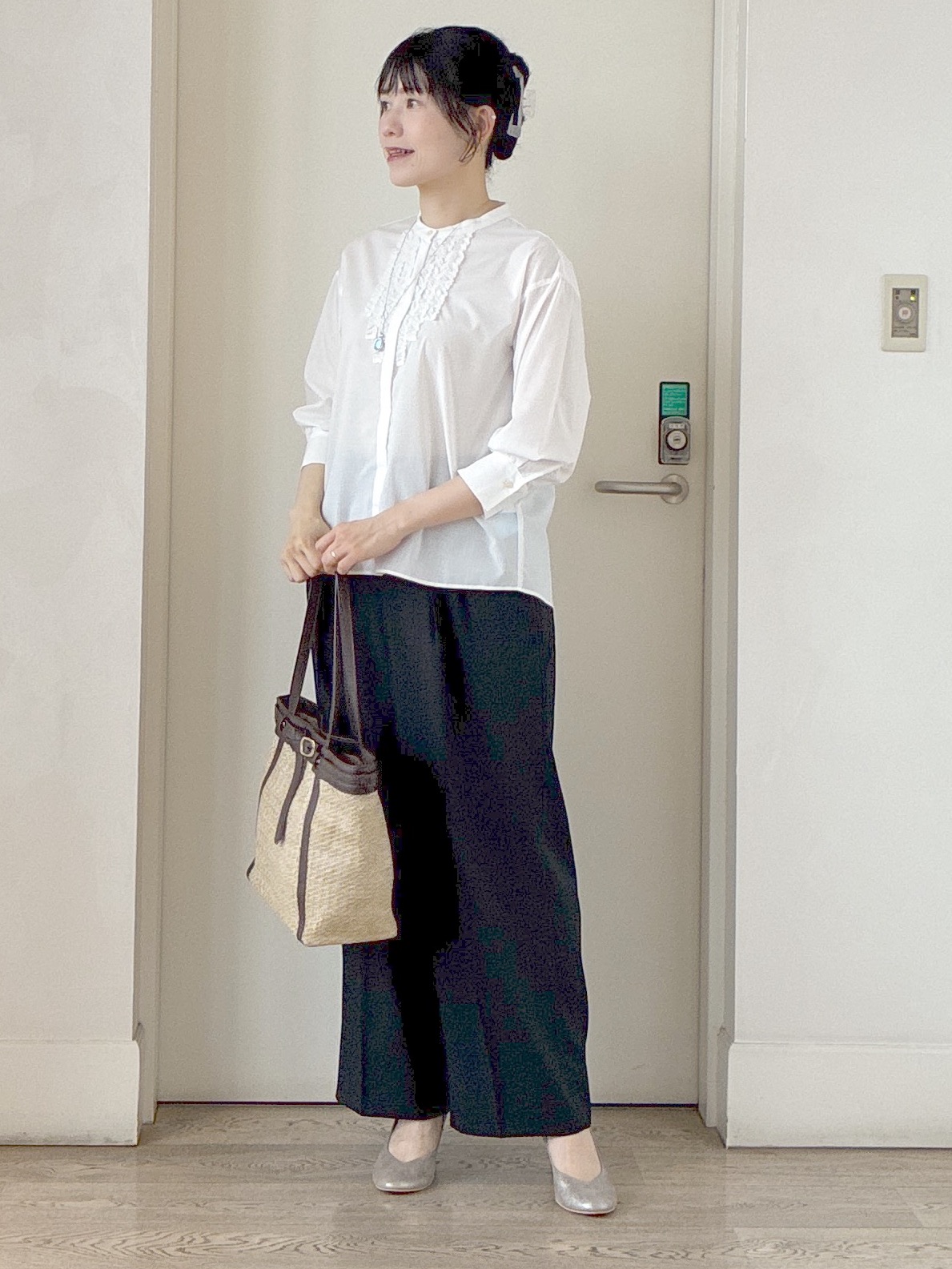  beni_gingerさんの「Reflect｜【接触冷感】八分袖フロントフリルブラウス」を使ったコーディネート