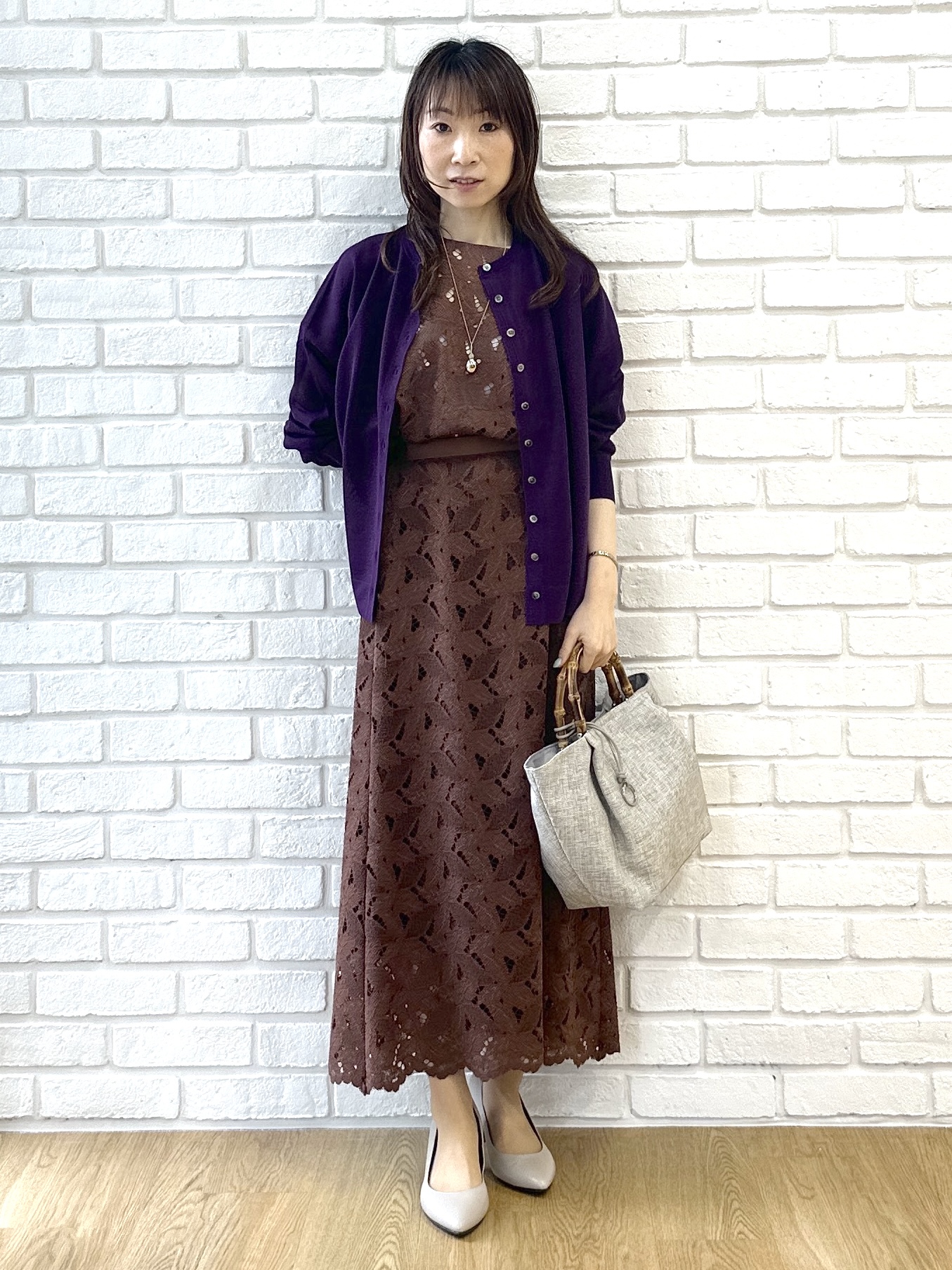 Miwaさんの「UNTITLED｜【アンサンブル可/秋羽織り/シアー】前後2WAYカーディガン」を使ったコーディネート