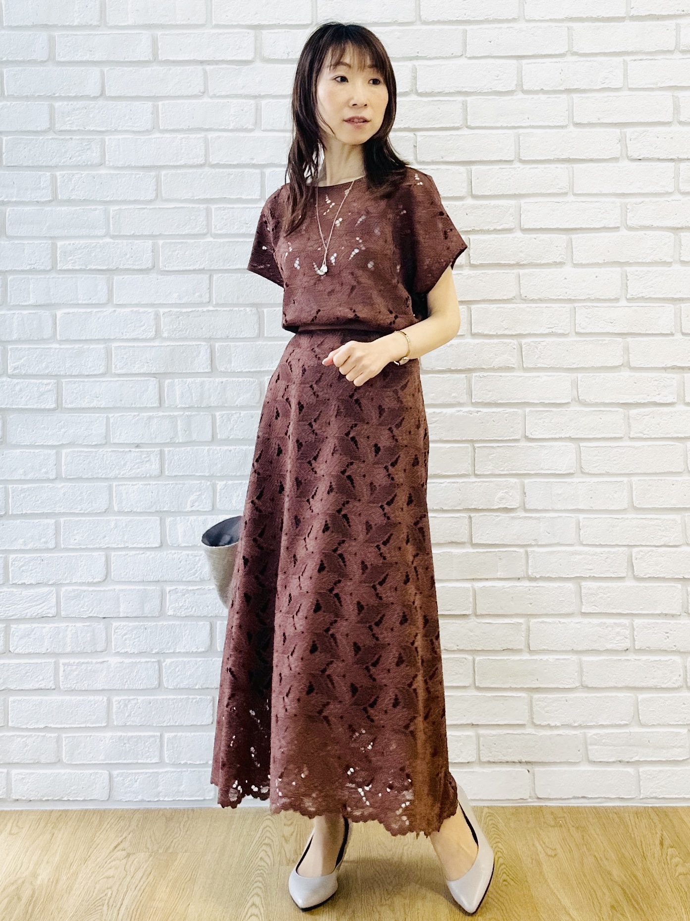 Miwaさんの「UNTITLED｜【アンサンブル可/秋羽織り/シアー】前後2WAYカーディガン」を使ったコーディネート