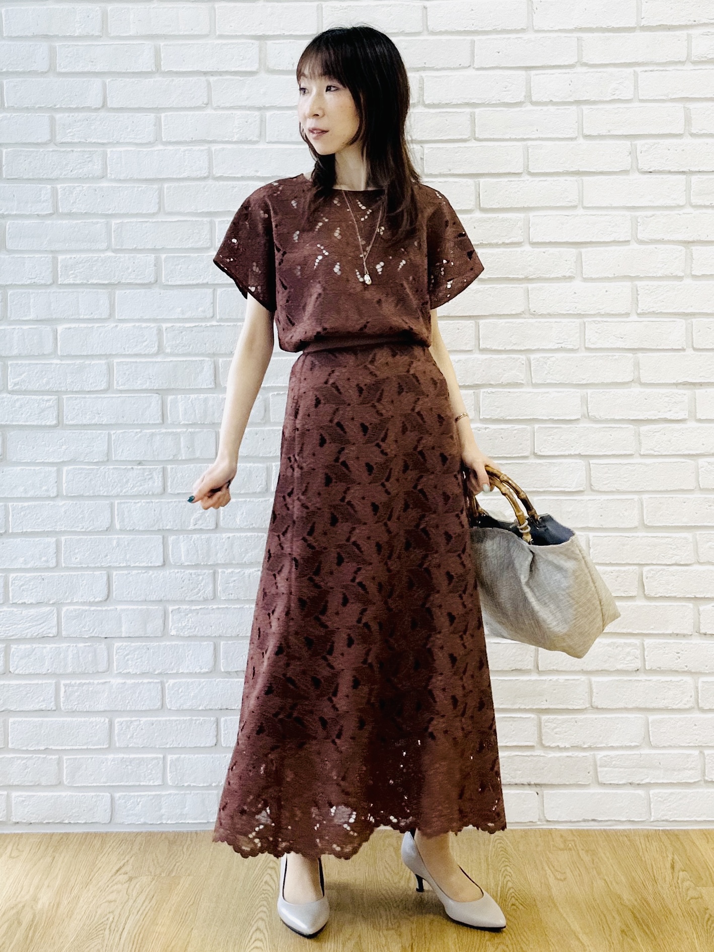 Miwaさんの「UNTITLED｜【アンサンブル可/秋羽織り/シアー】前後2WAYカーディガン」を使ったコーディネート
