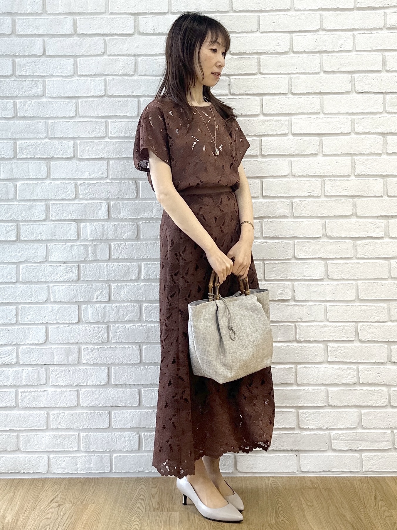 Miwaさんの「UNTITLED｜【アンサンブル可/秋羽織り/シアー】前後2WAYカーディガン」を使ったコーディネート