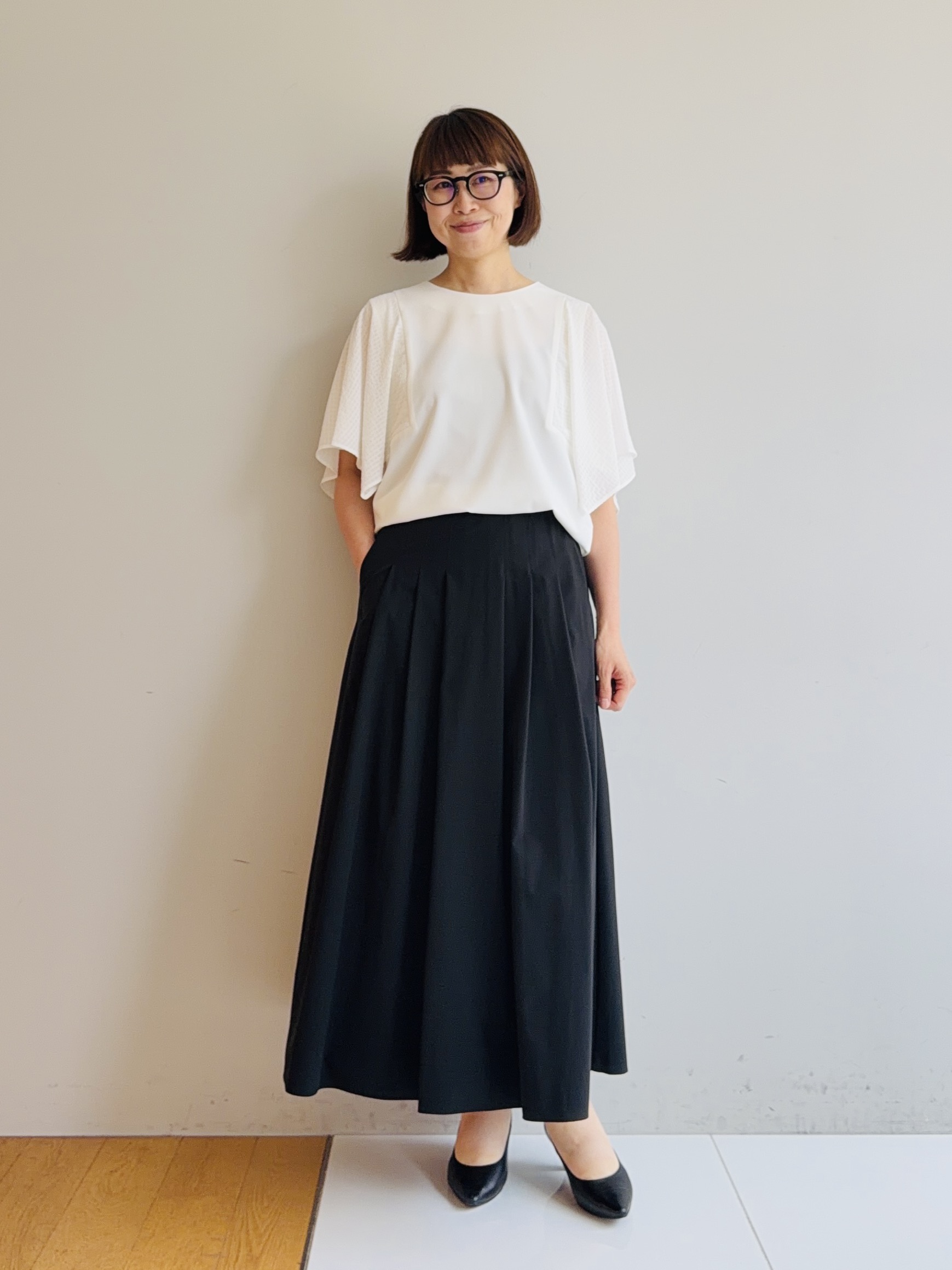 murayamaさんの「INDIVI｜【接触冷感／透湿／着る日傘】ノーカラージャケット」を使ったコーディネート
