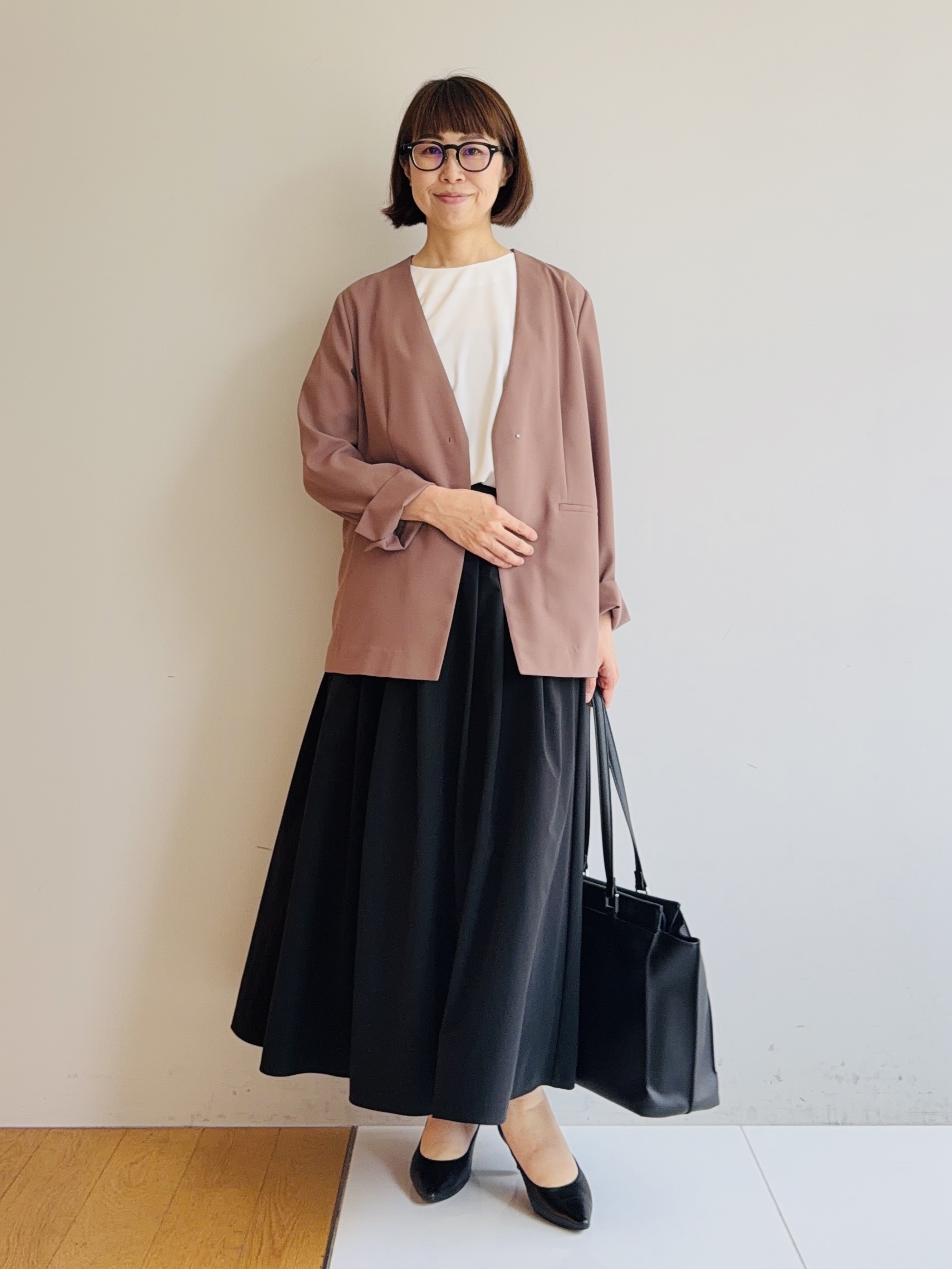 murayamaさんの「INDIVI｜【接触冷感／透湿／着る日傘】ノーカラージャケット」を使ったコーディネート