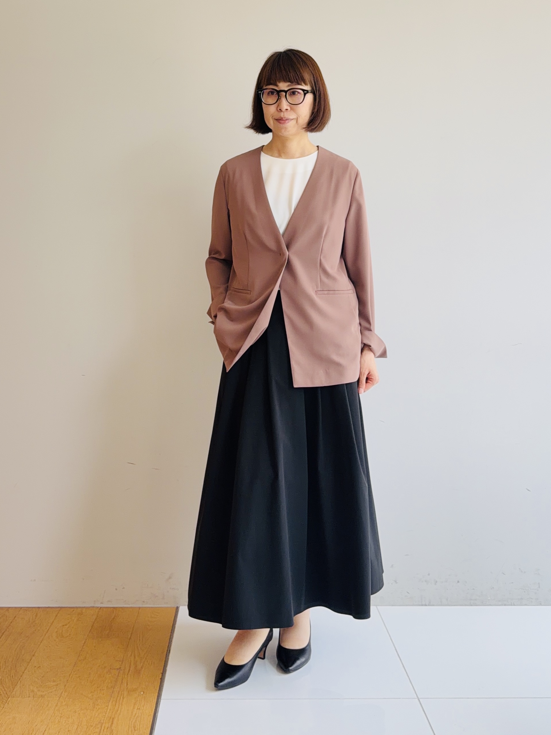 murayamaさんの「INDIVI｜【接触冷感／透湿／着る日傘】ノーカラージャケット」を使ったコーディネート