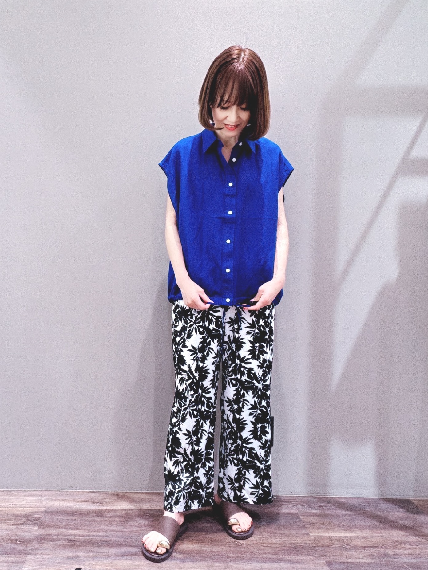 Satoさんの「Dessin｜リネンブレンド フレンチスリーブドロストシャツ」を使ったコーディネート