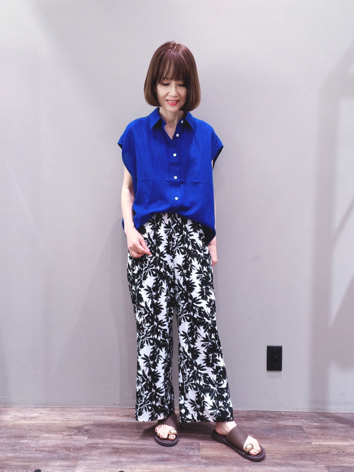 Satoさんの「Dessin｜リネンブレンド フレンチスリーブドロストシャツ」を使ったコーディネート