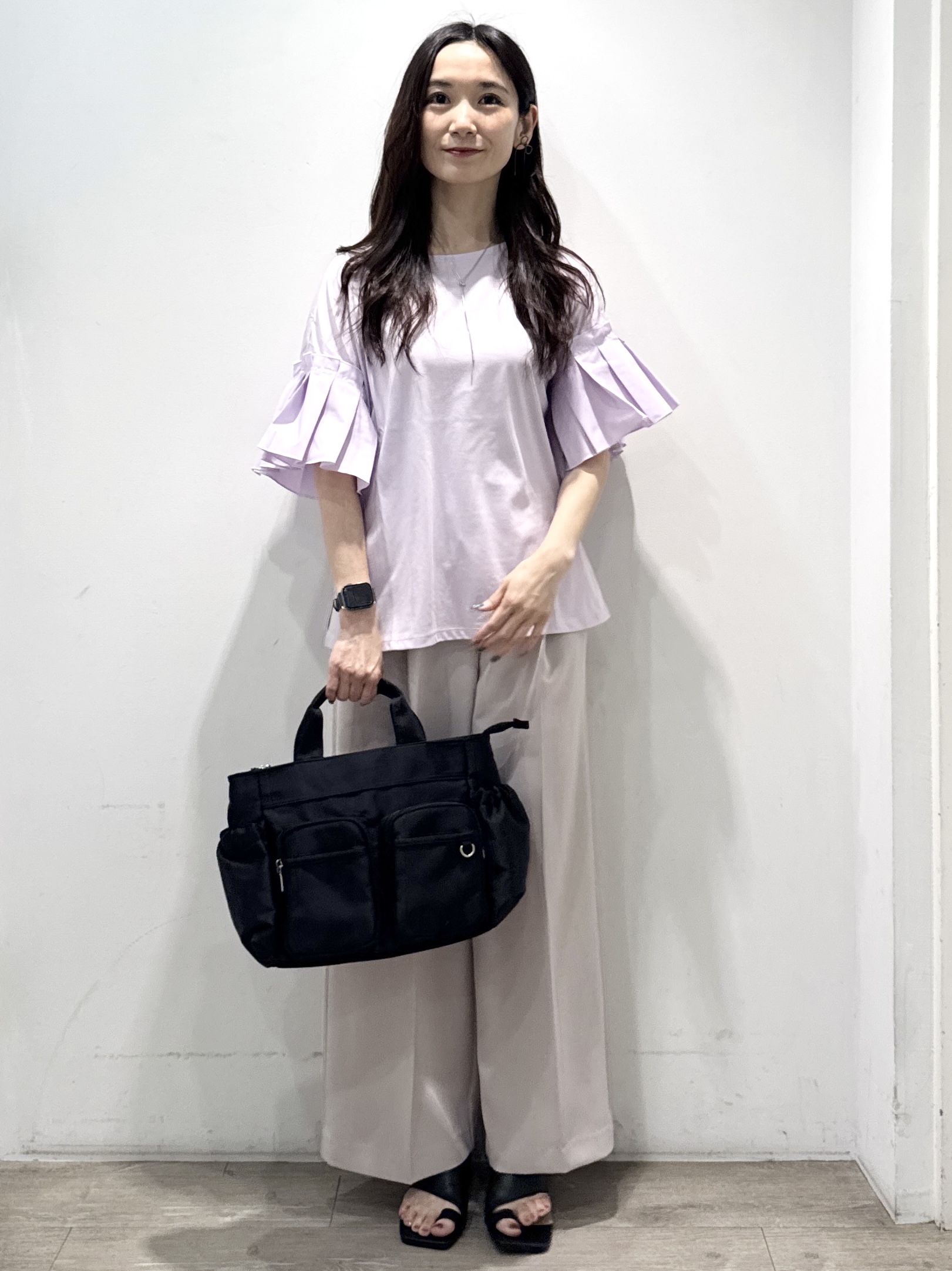 yuicciさんの「OPAQUE.CLIP｜【接触冷感】タックスリーブカットソー《洗濯機OK》」を使ったコーディネート
