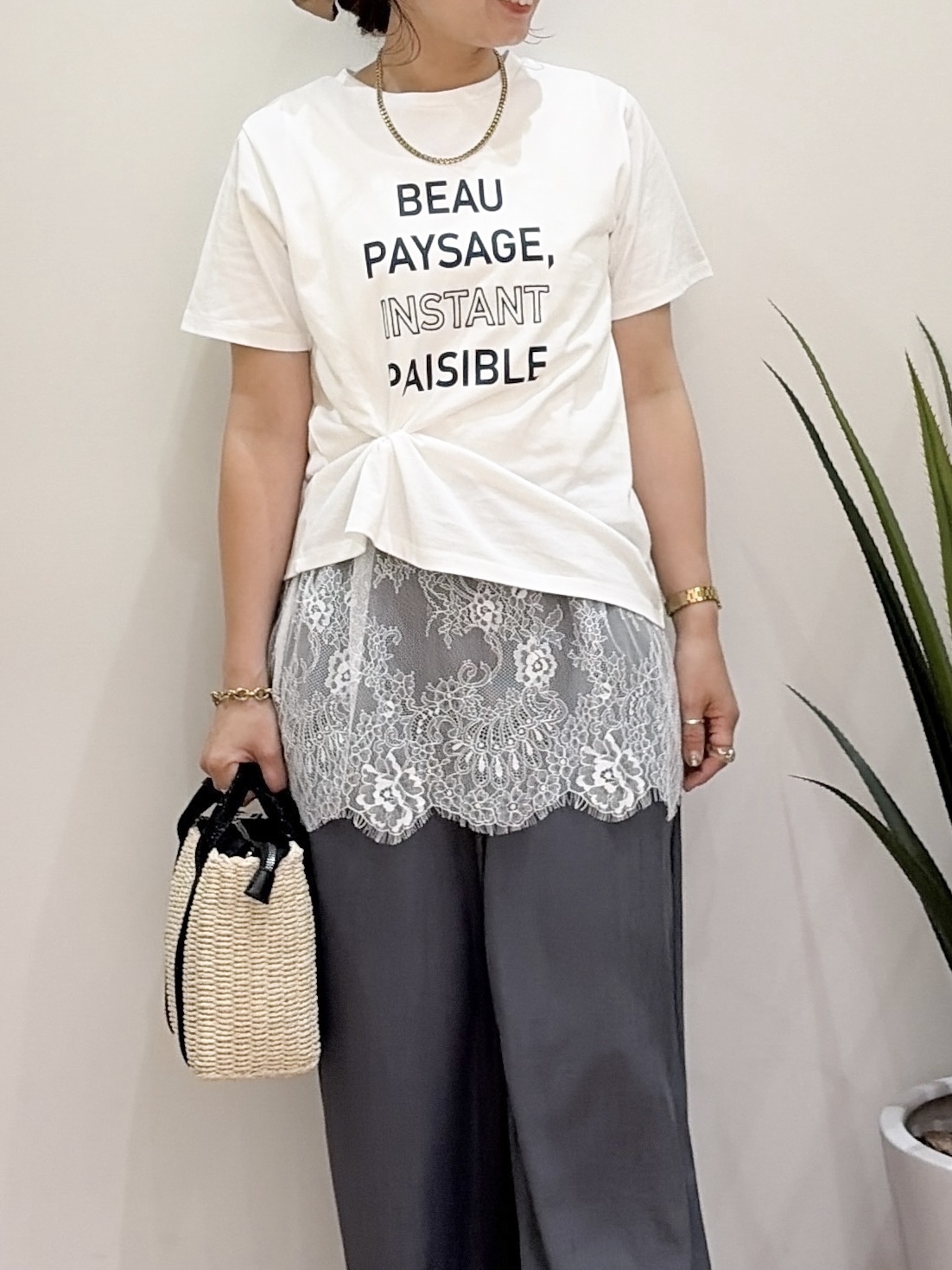 risayanさんの「OPAQUE.CLIP｜ロゴプリント刺繍アソートTシャツ【洗濯機OK】」を使ったコーディネート