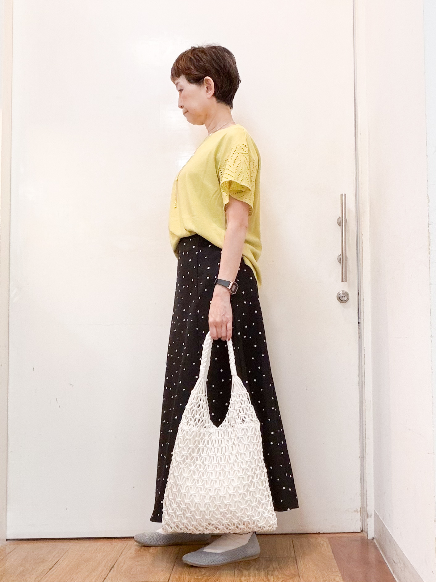 みぃさんの「SHOO･LA･RUE｜【S-LL/洗濯機可/体型カバー】汗じみが気になりにくい お袖レースフレアTシャツ」を使ったコーディネート