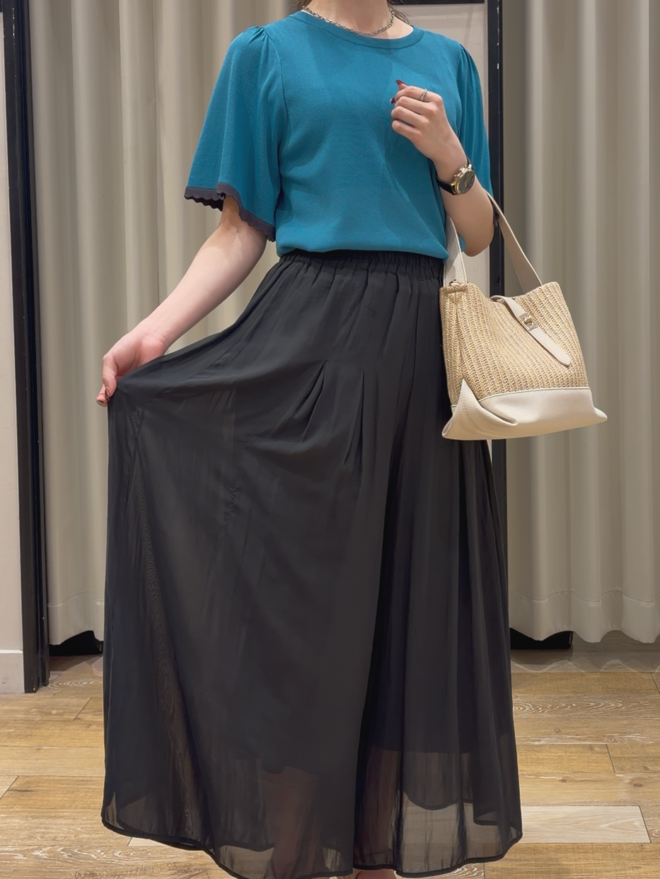 RUKAさんの「grove｜高評価！【シリーズ累計36万枚！名品ニット】やわらかドライタッチ スカラップスリーブニット」を使ったコーディネート