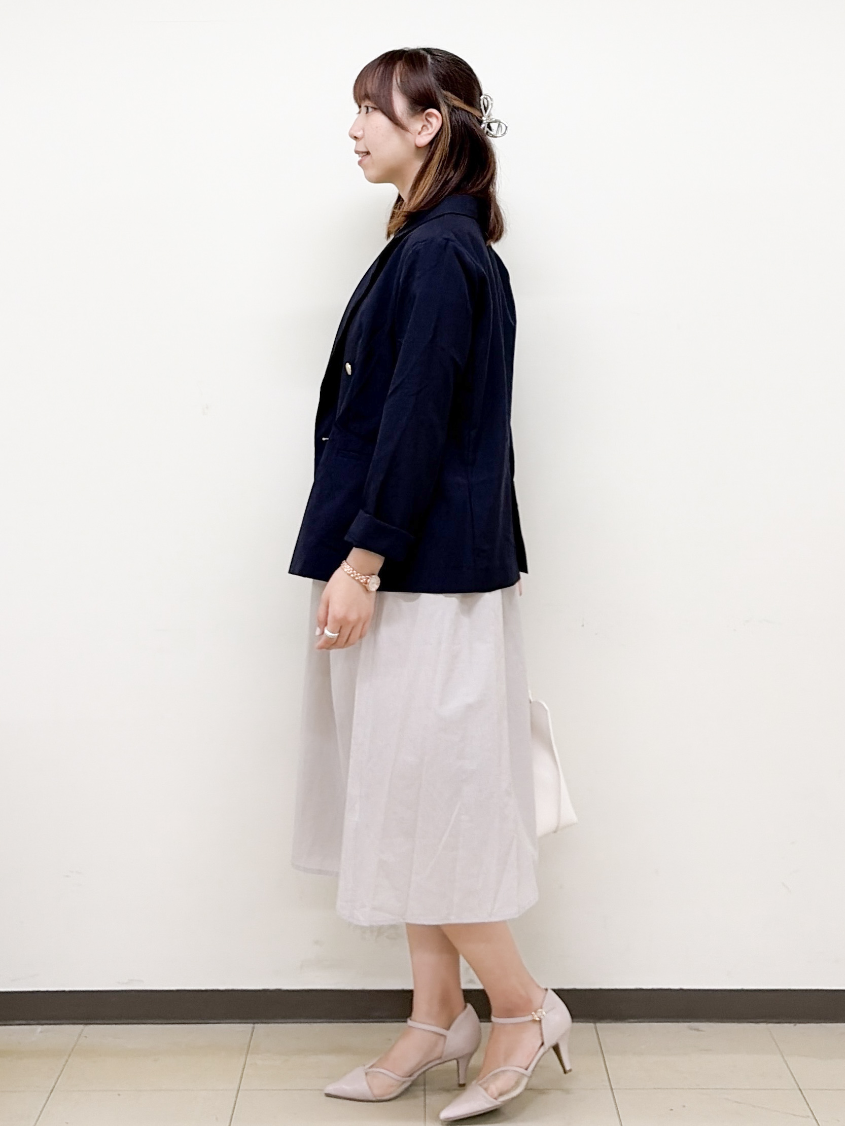 yurinaさんの「index｜《再入荷》ダブルブレストテーラードジャケット【接触冷感／吸水速乾／イージーアイロン／防シワ／洗濯機O」を使ったコーディネート
