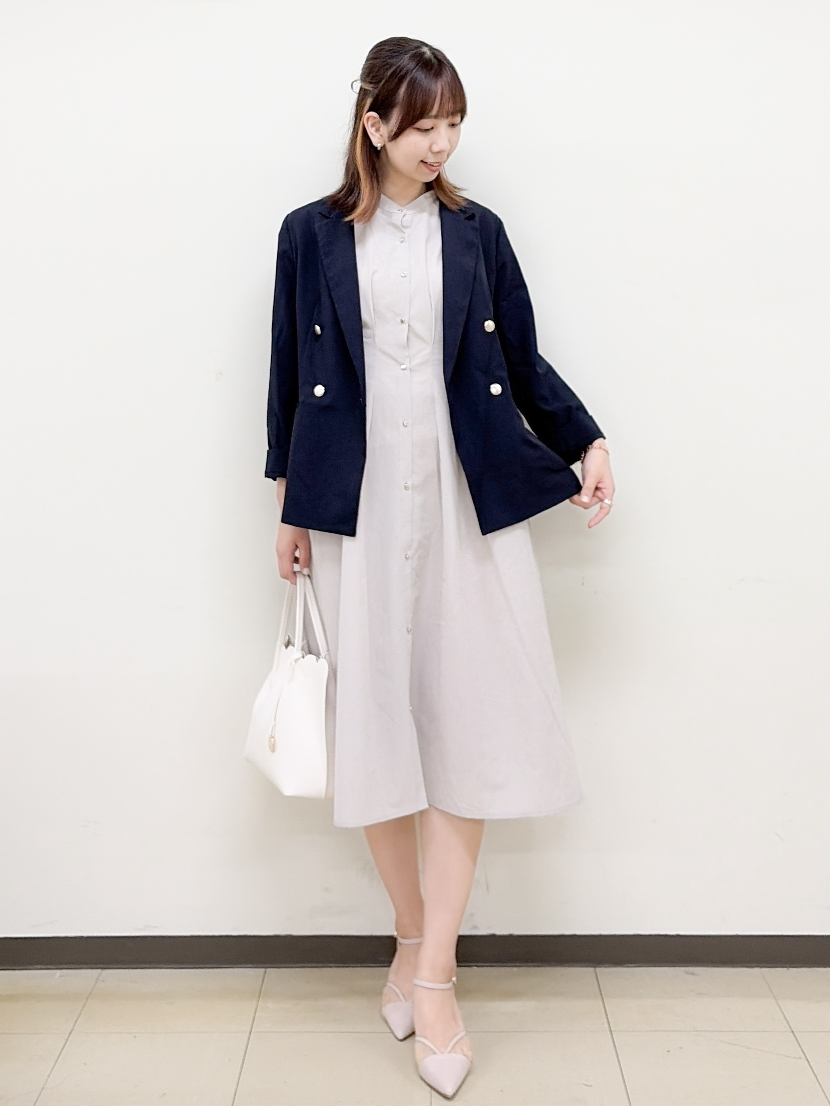yurinaさんの「index｜《再入荷》ダブルブレストテーラードジャケット【接触冷感／吸水速乾／イージーアイロン／防シワ／洗濯機O」を使ったコーディネート