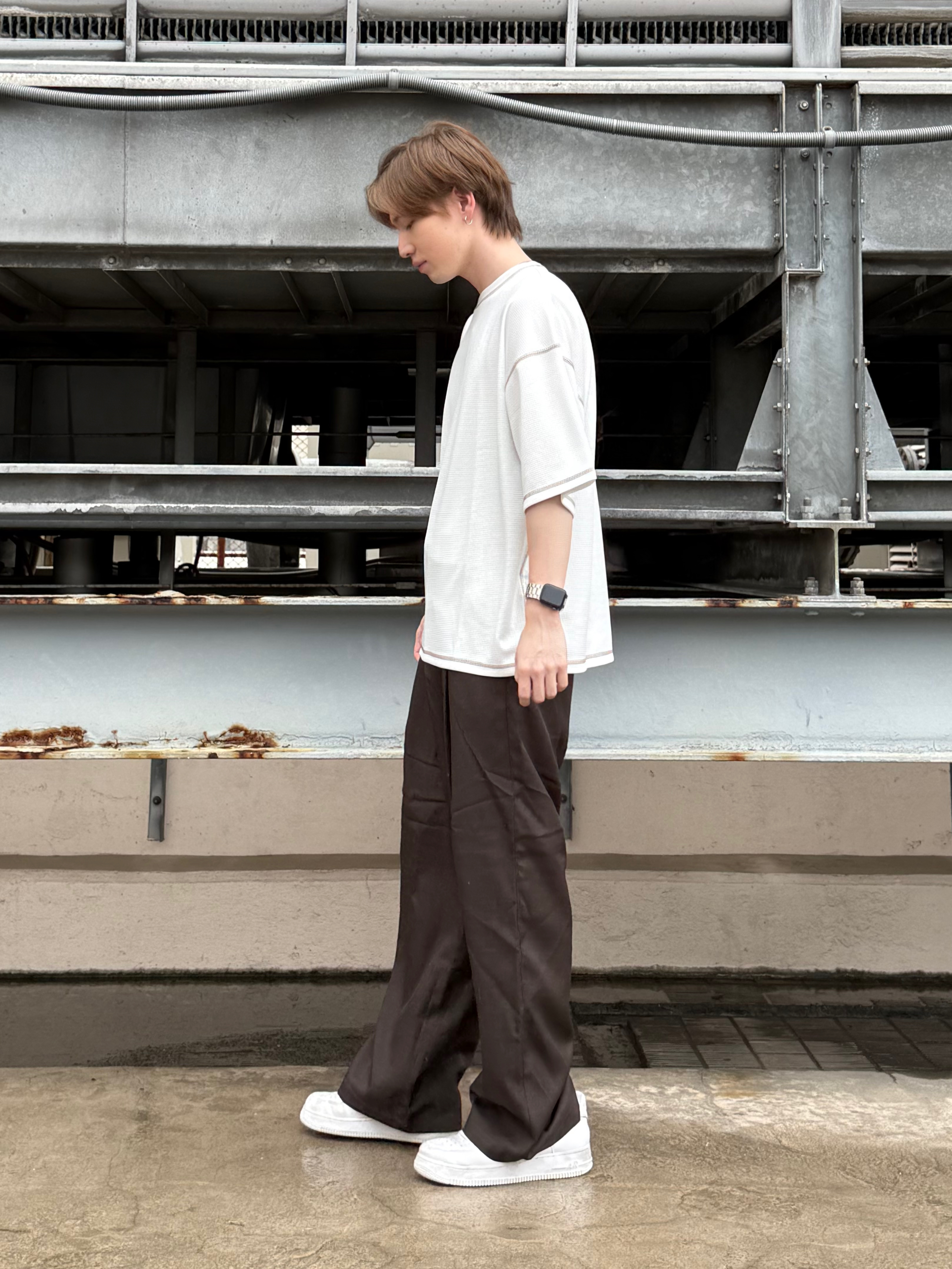 カネダさんの「tk.TAKEO KIKUCHI｜【気化熱冷却／涼しい】ワッフルカットソー」を使ったコーディネート