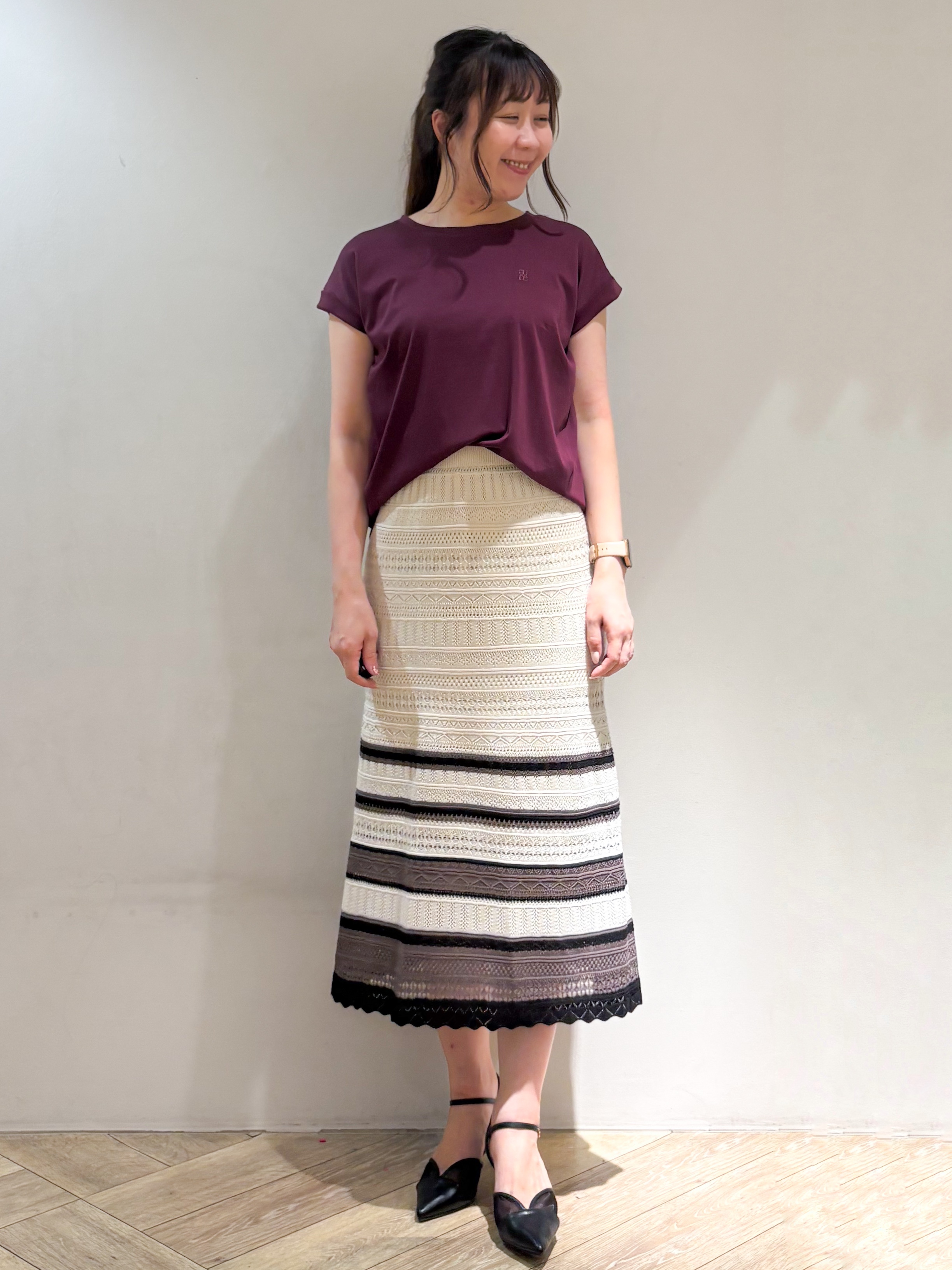 sayaさんの「index｜【接触冷感／UV】ワンポイント刺繍Tシャツ《7col／XS~3L／洗濯機OK》」を使ったコーディネート