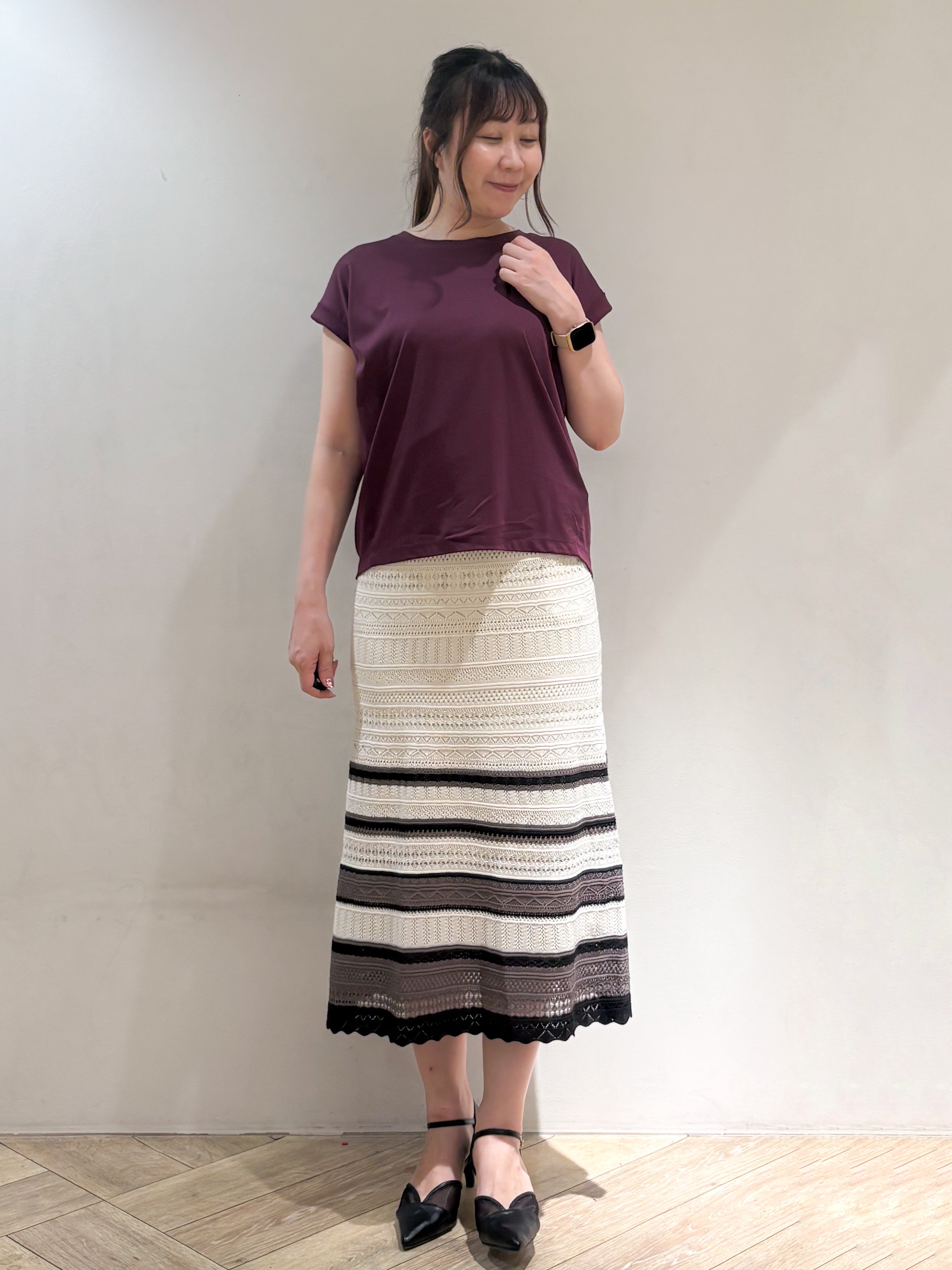 sayaさんの「index｜【接触冷感／UV】ワンポイント刺繍Tシャツ《7col／XS~3L／洗濯機OK》」を使ったコーディネート