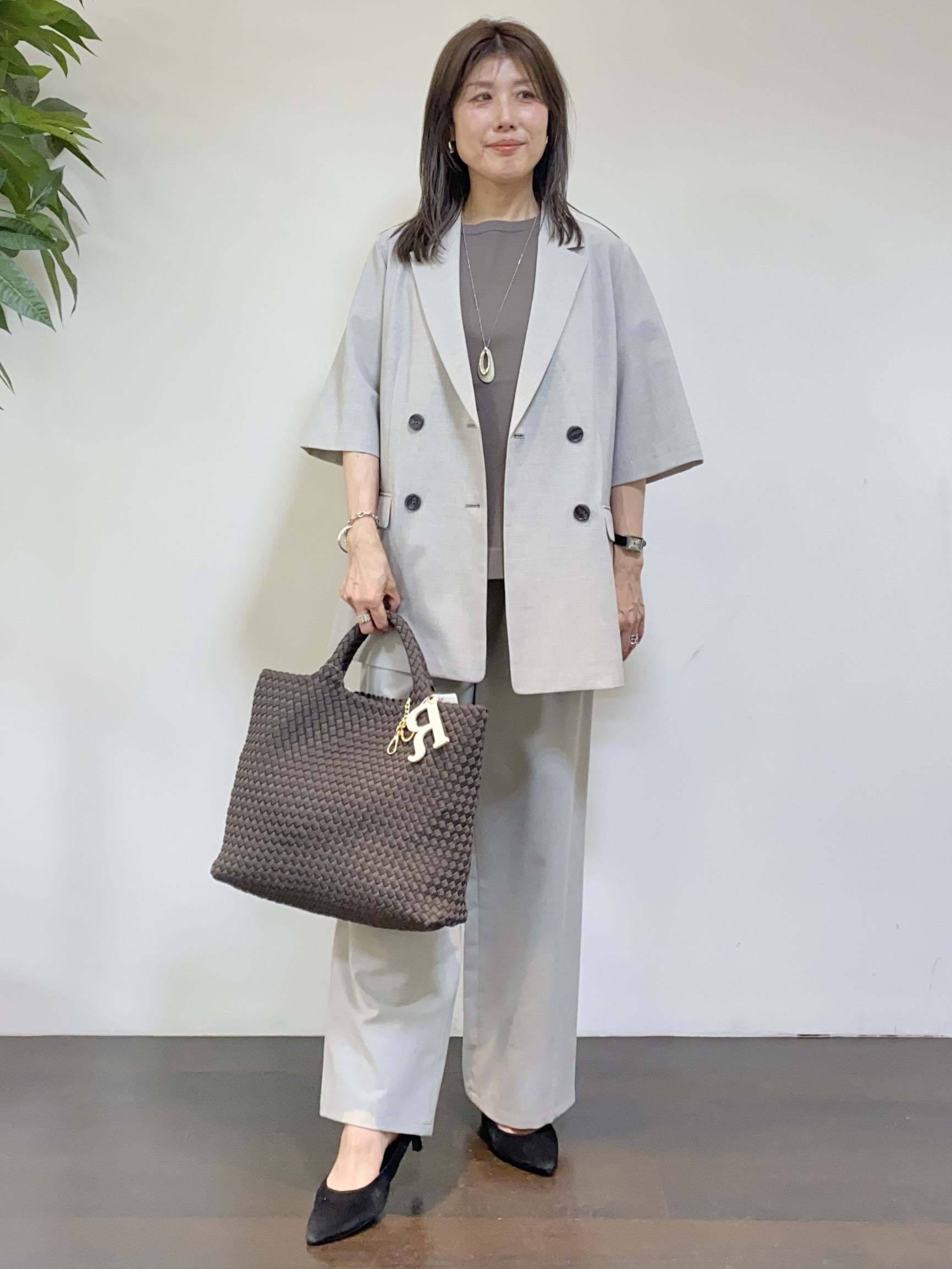 tomoさんの「UNTITLED｜【シワになりにくい/セットアップ可/接触冷感】ハーフスリーブジャケット」を使ったコーディネート